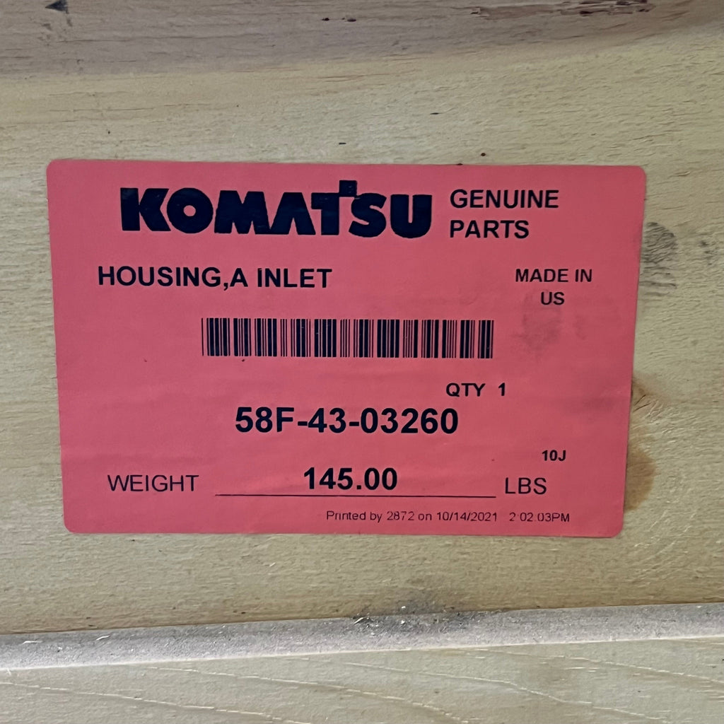 KOMATSU Housing a Inlet Sz 41.5" D x 8.5" H, Grey 58F-43-03260
