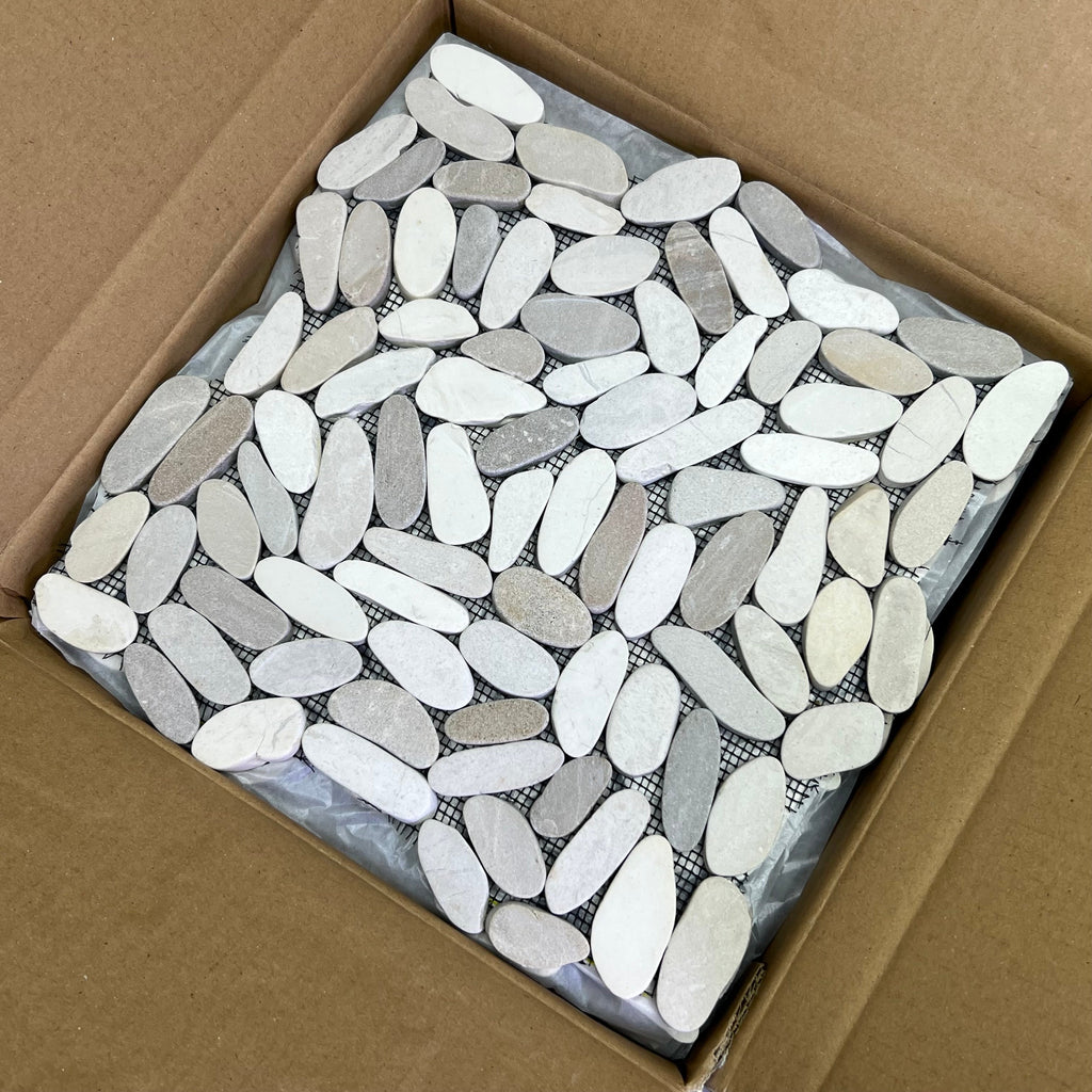 Natural Stone Tile (11 Pcs) 12" x 12" White/Beige Matt GAMI36