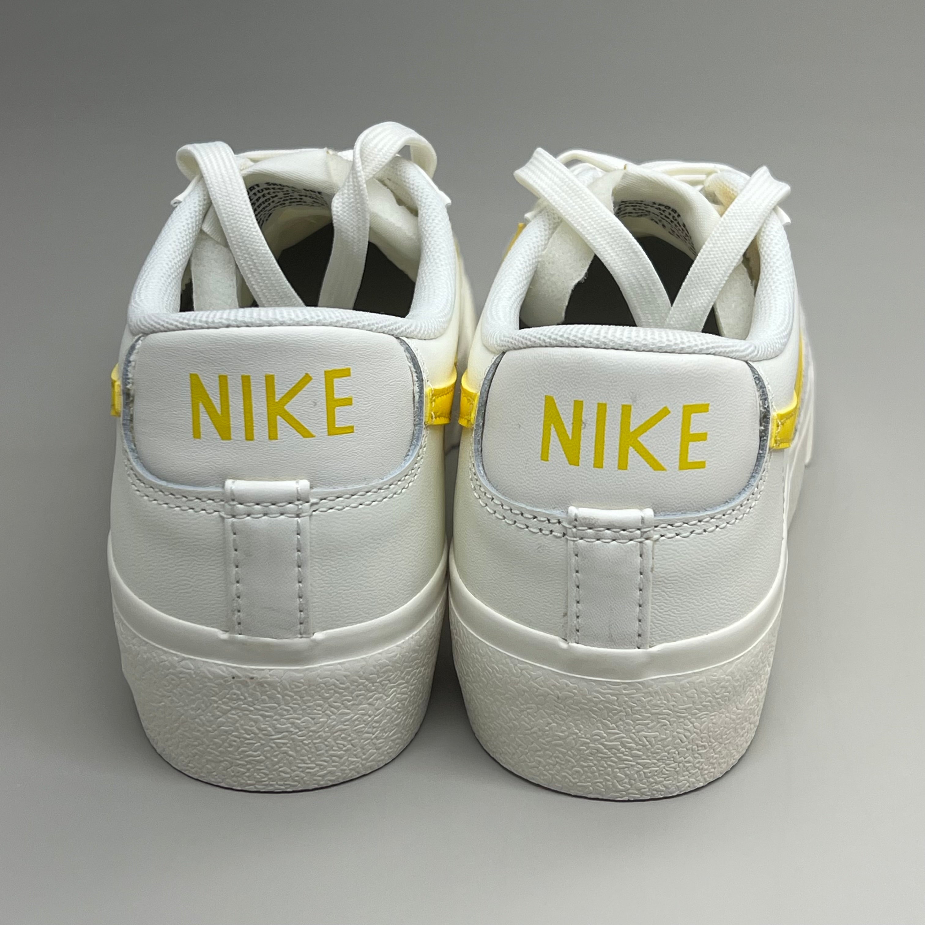 NIKE Blazer Low Cut Platform Sneaker Sz Women's 11.5 Men's 10 Yellow/Grey/White