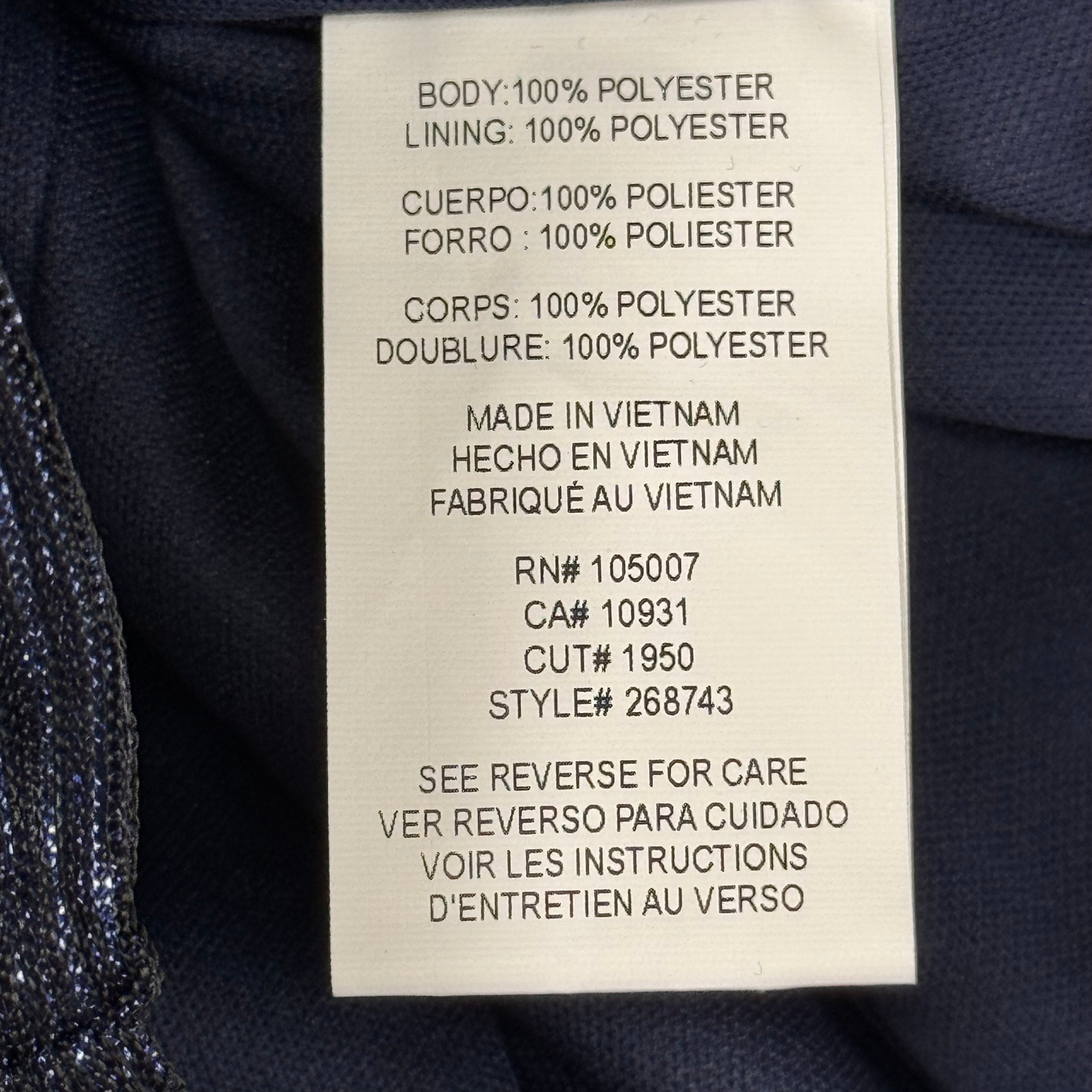 MELANIE LYNE Shimmering Ruched Plisse Dress Women's Sz S Navy/Black 6030103-2180