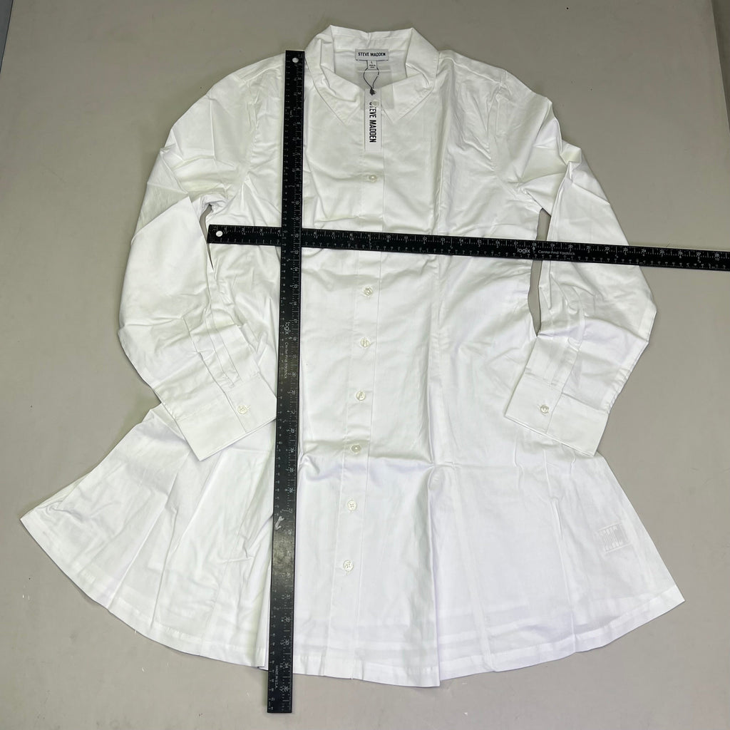 STEVE MADDEN Fit & Flare Shirt Dress Long Sleeve Button Cuff Women's Sz L Cloud