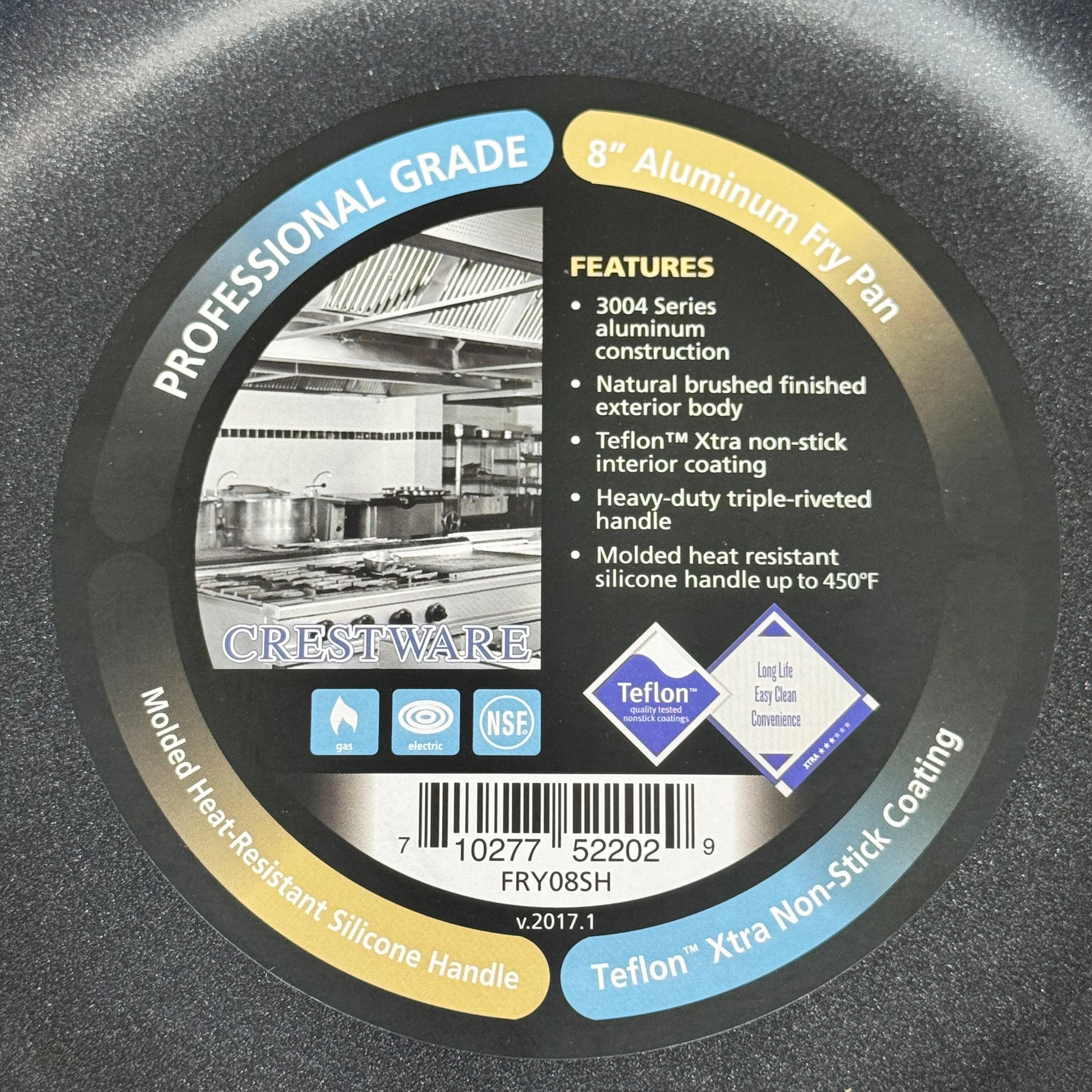 CRESTWARE (2 PACK) Teflon Xtra Non-Stick Coating Fry Pan Black/Chrome FRY08SH