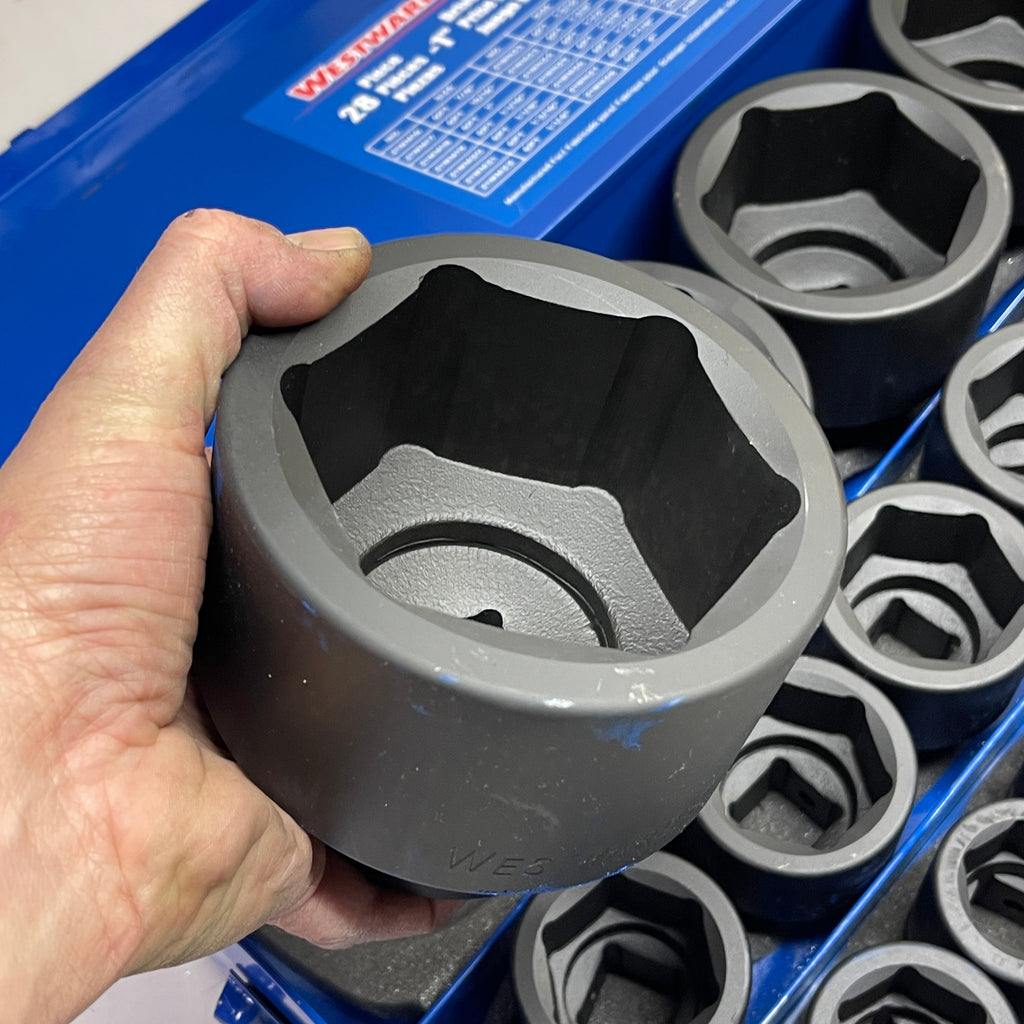 WESTWARD Impact Socket Set 1" Drive, 27 Piece (7/8 to 3-1/2") Black 21WM43