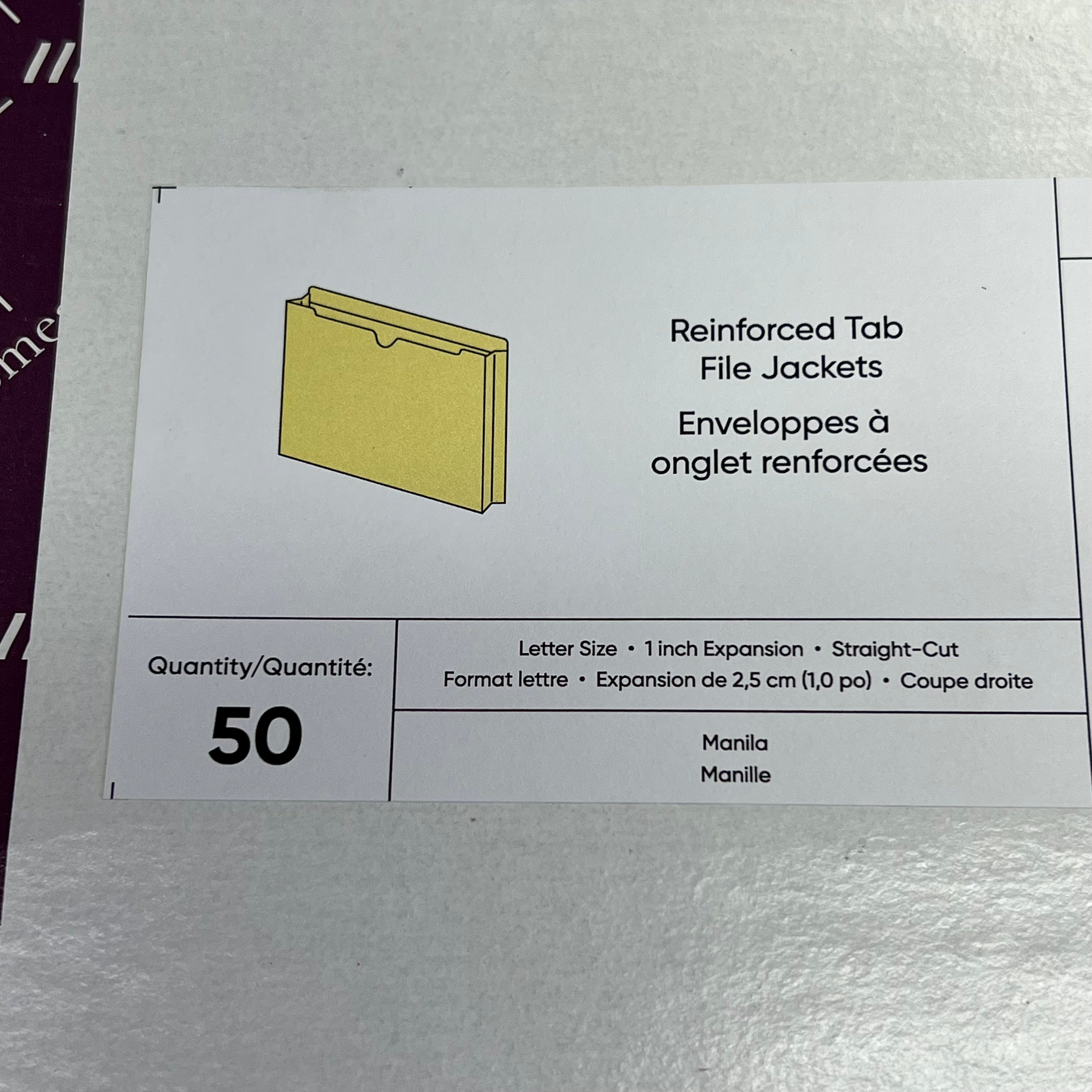 SMEAD (50 PACK) File Jackets Straight Cut Tab 2-Ply 1" Expansion Manila 75520
