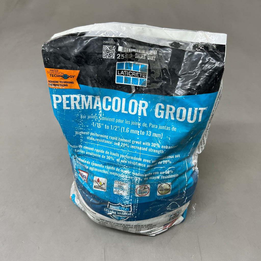 ZA@ LATICRETE Fast Set Polymer Fortified Permacolor Grout Smoke Grey 25lbs 2589-0025-2 (Damaged As-Is)
