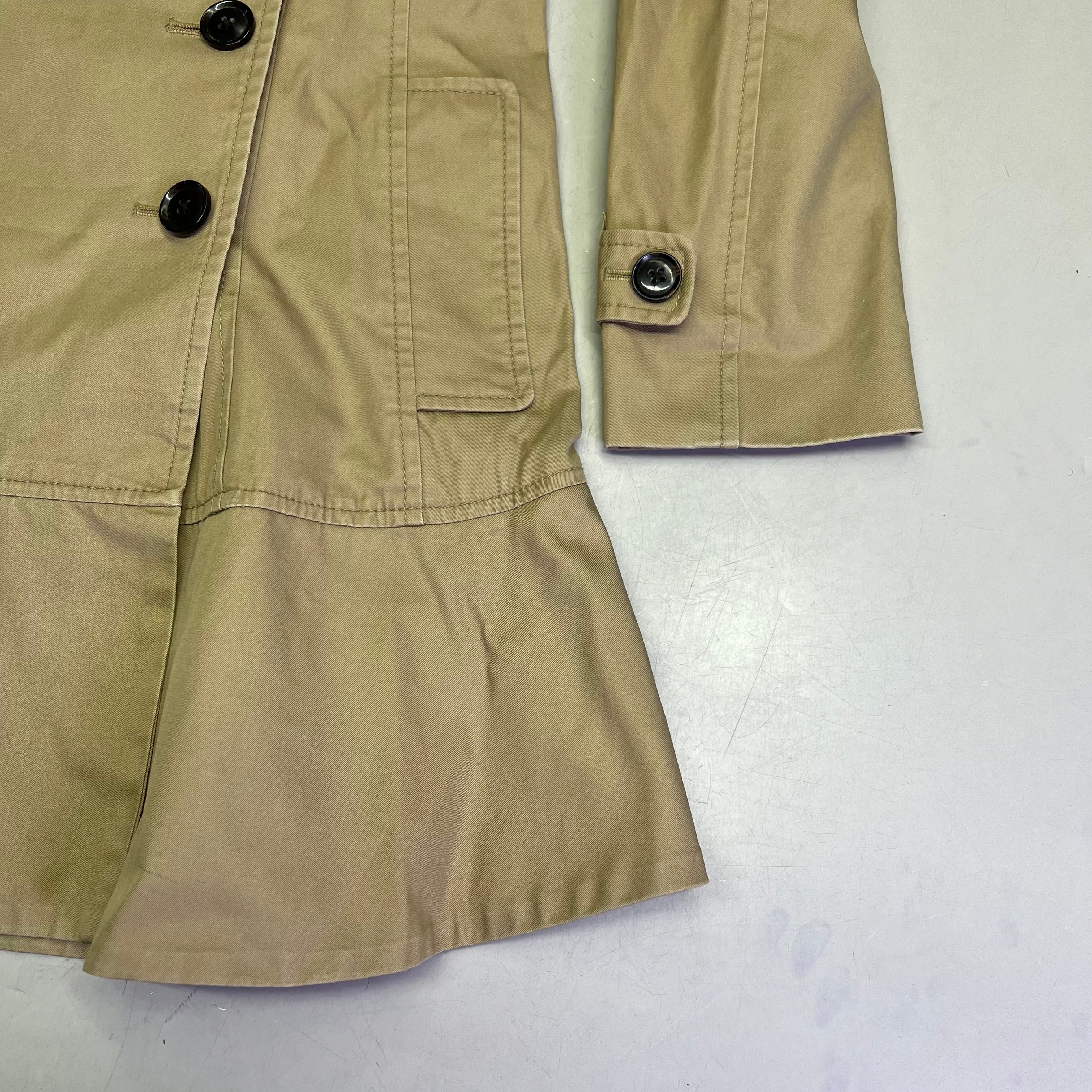 BANANA REPUBLIC Flared Trench Coat 100% Cotton Shell  Women's Sz XS Coconut Husk