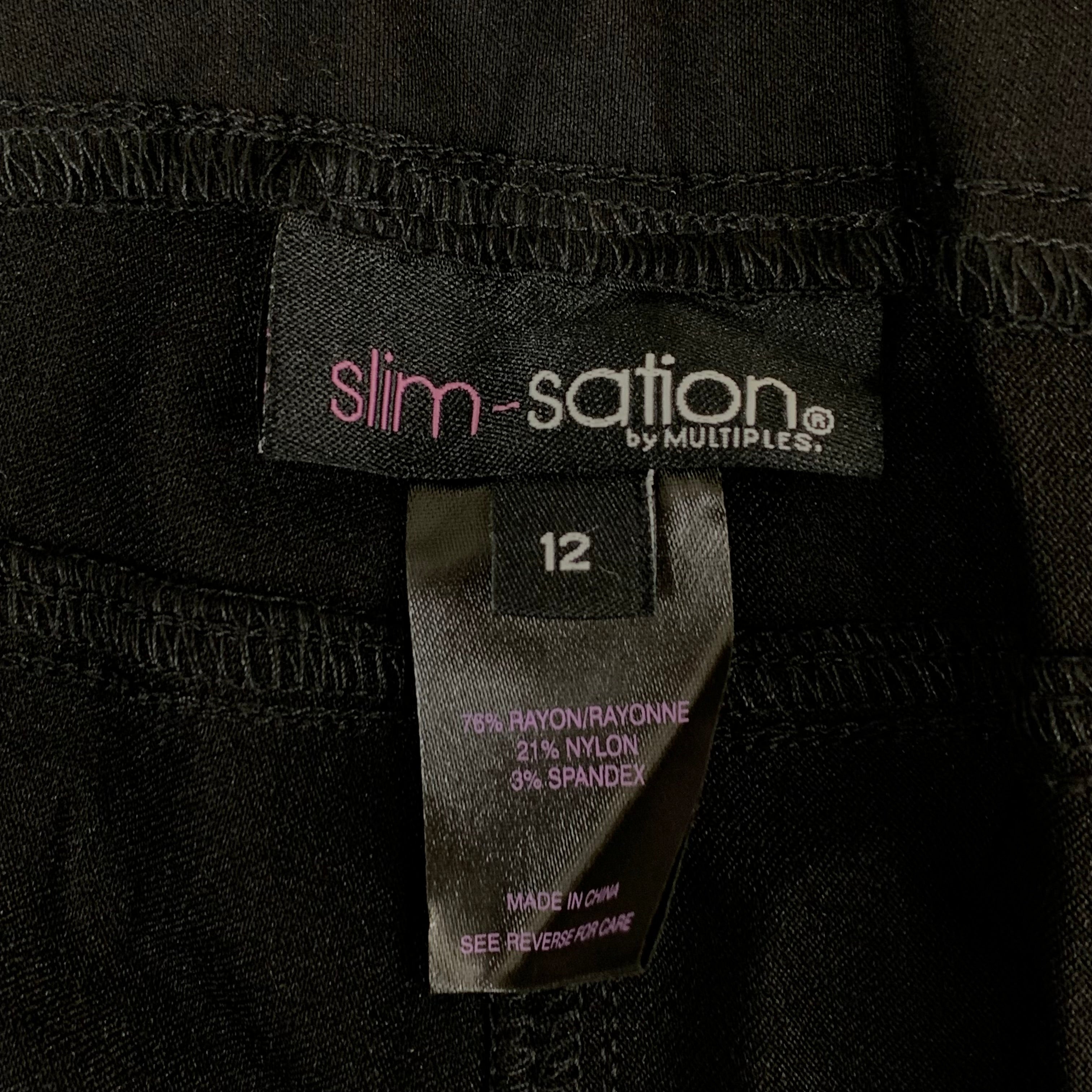MULTIPLES Narrow Leg Pant Petite Women's Sz 12 Black M2604P