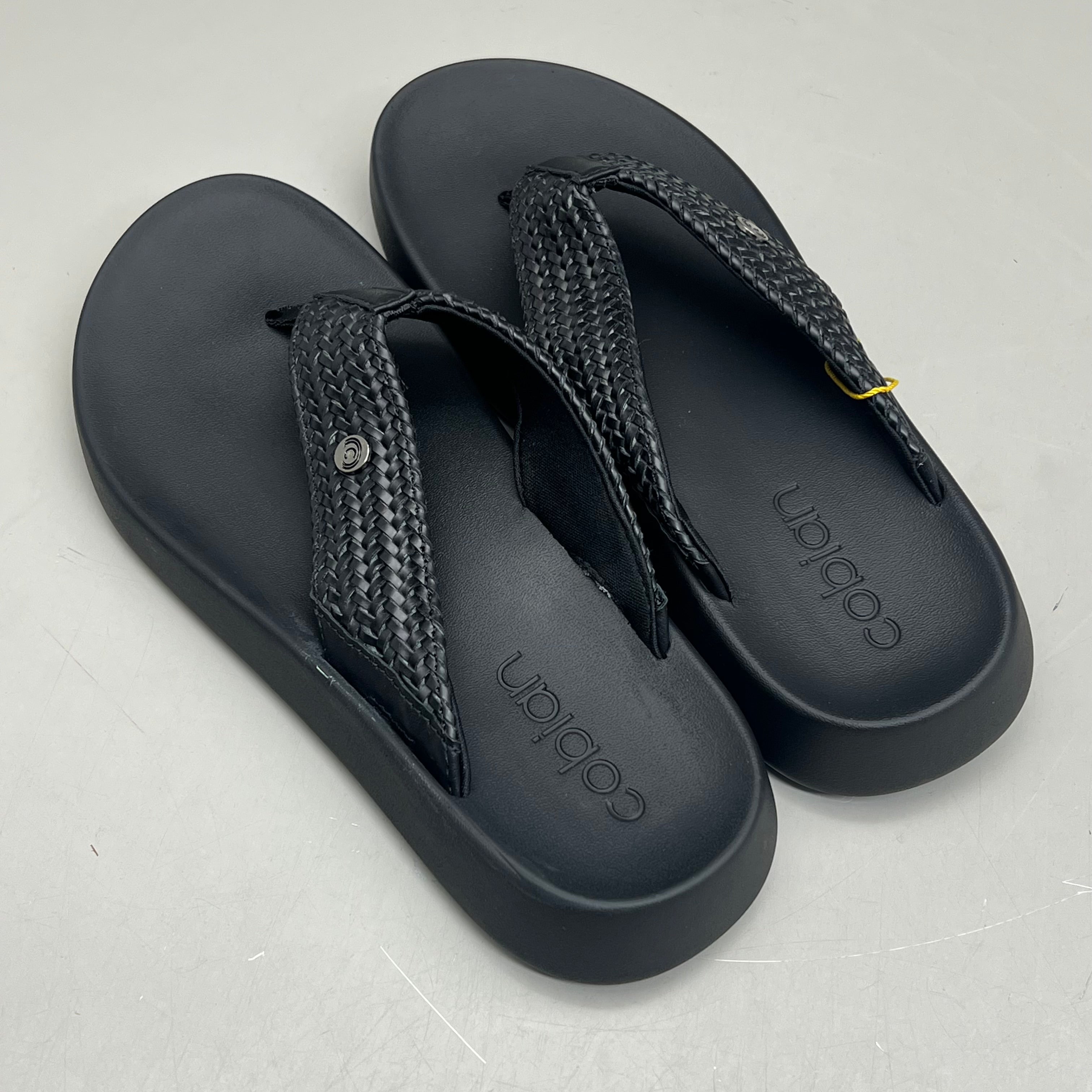 COBIAN Palmilla Braided Synthetic Leather Strap Sandals Women's Sz 6 EU 35.5 Black PAL25-001-06
