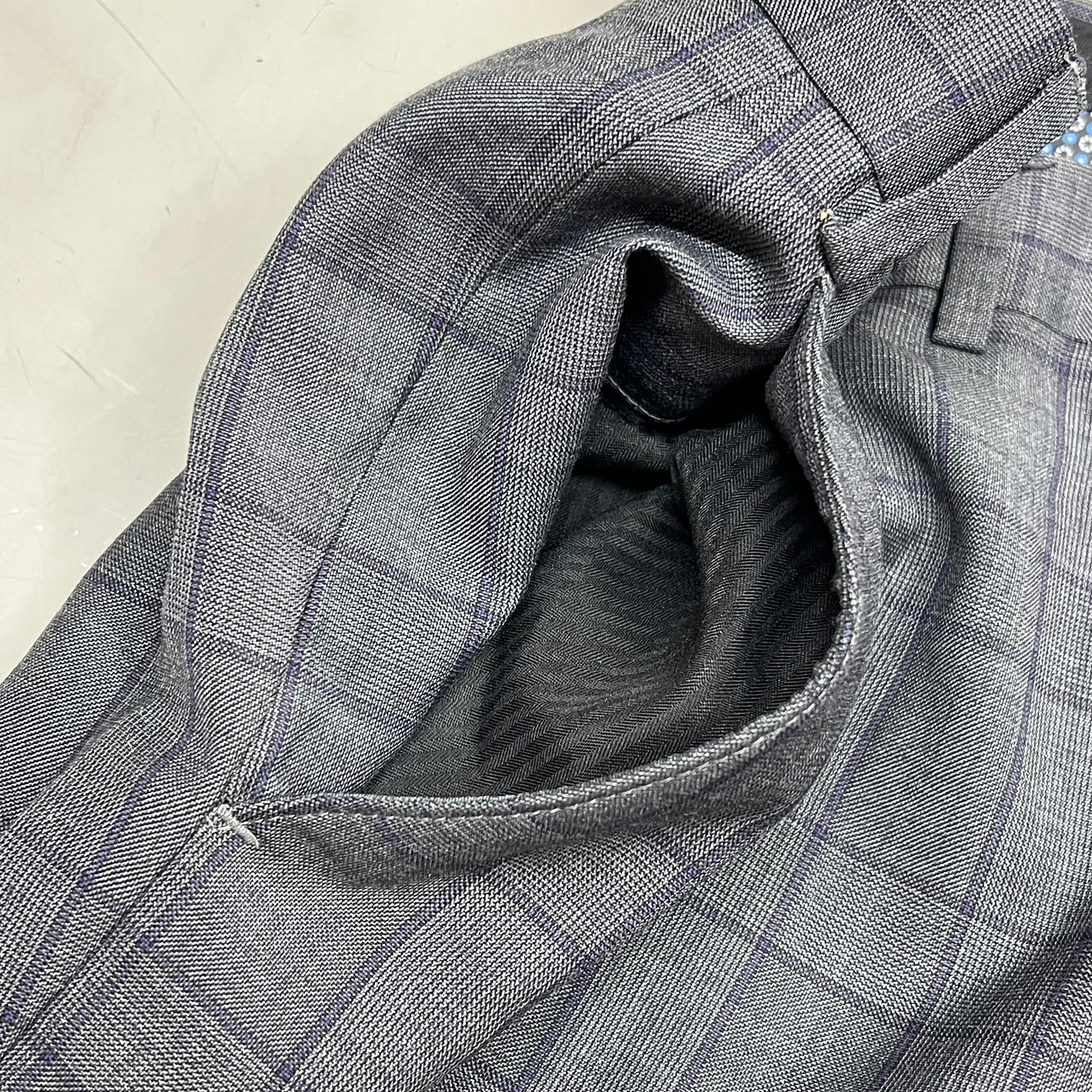 RALPH LAUREN  70% Wool Hand Tailored Suit Set Men's Sz 42 L Grey Purple Plaid (Pre-Owned)