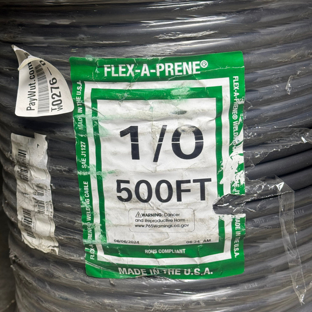FLEX-A-PRENE Highly Durable Welding Cable 1/0 Versatile 600V 500ft Black 1/0-500