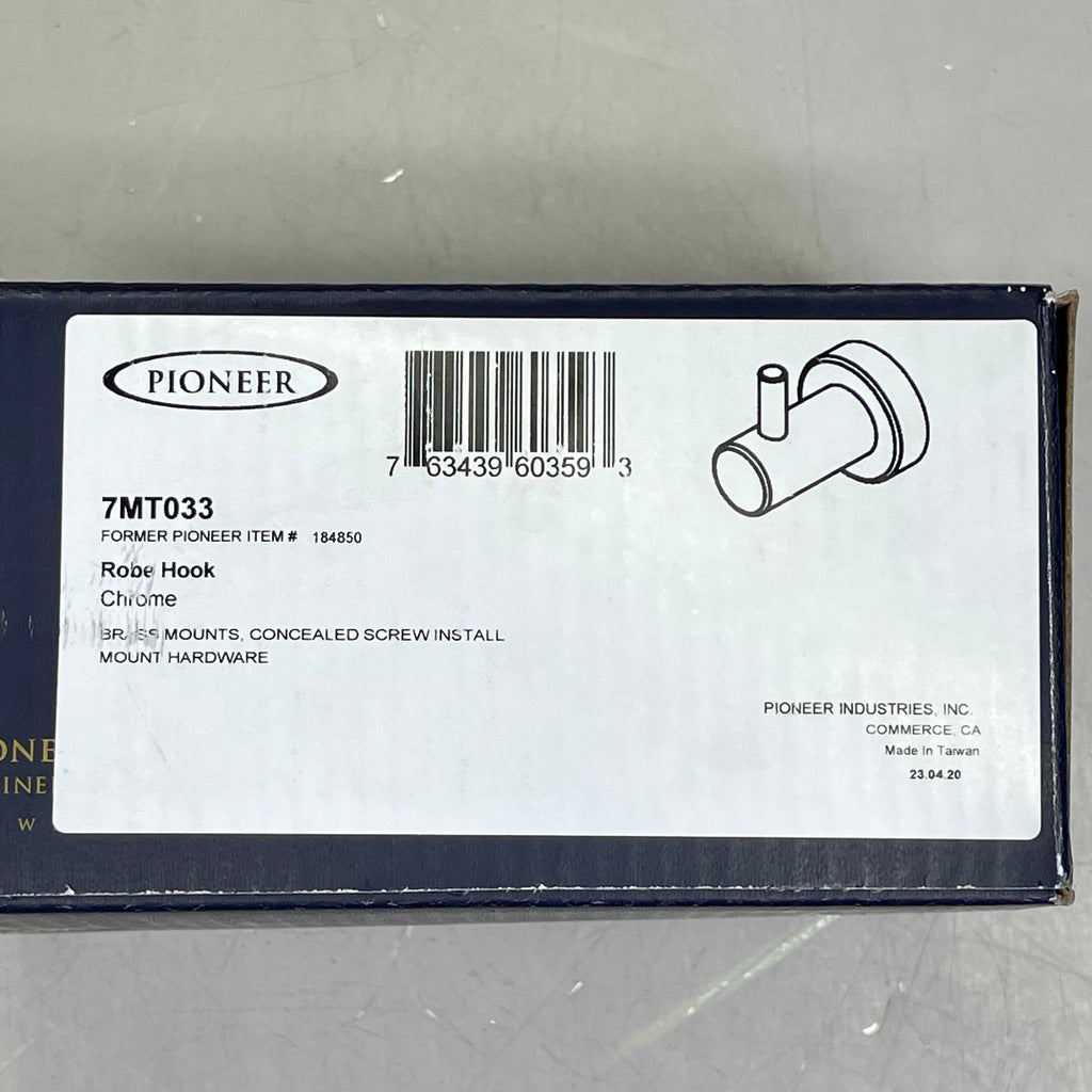 PIONEER Motegi Robe Hook 3.5" x 2.5" x 2.5" Chrome 7MT033
