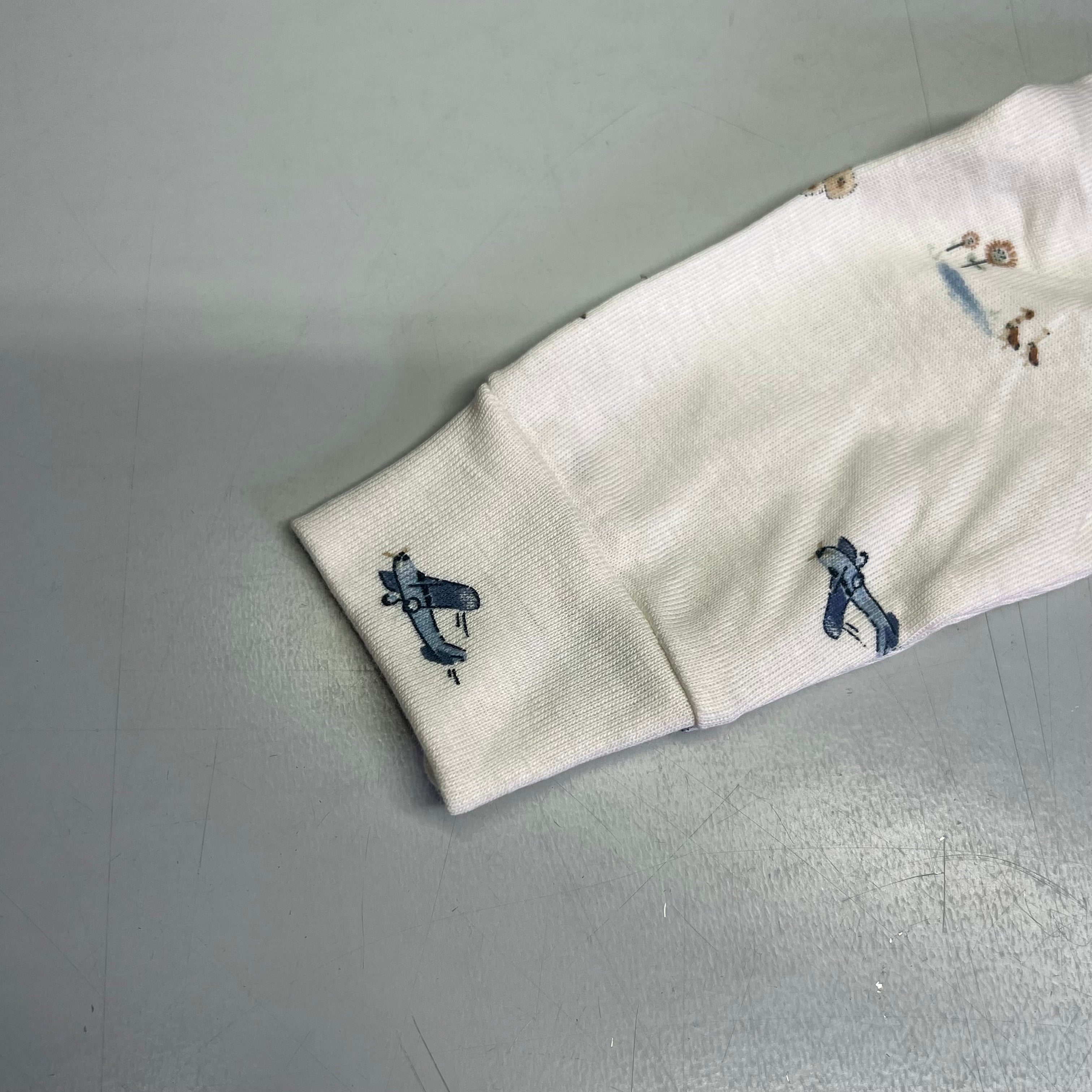 CARTERS (SET OF 2) Soft Farmhouse Pattern Body Suit Baby Boy Sz 9M Blue/White