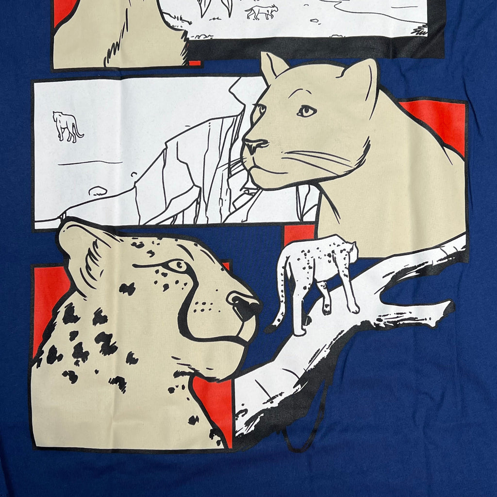 MONSTERCAT Records Long Sleeve T-Shirt Back Cat Comic Print Men's Sz S Blue