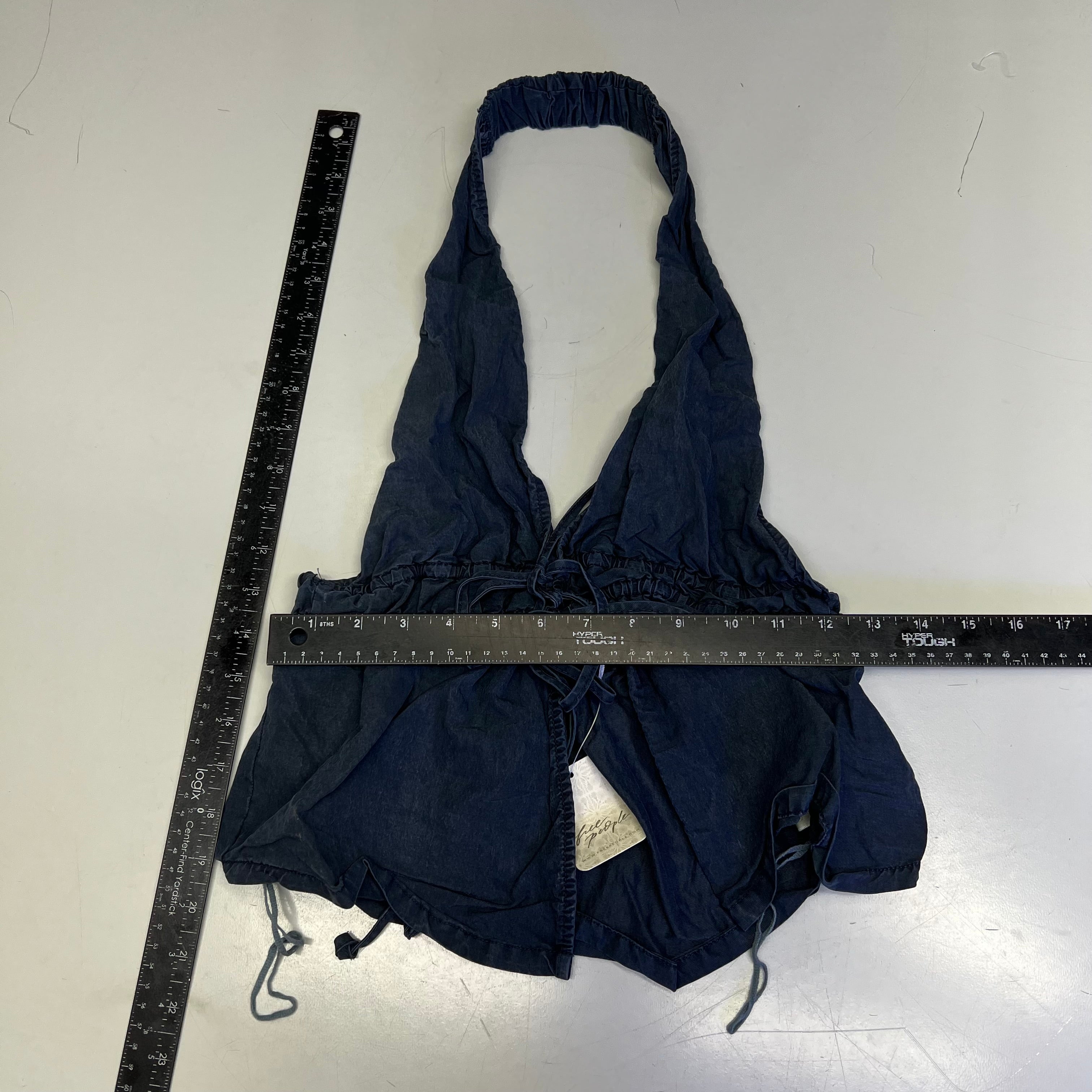 FREE PEOPLE Sidra Set Halter Top & Knee Shorts Women's Sz S India Ink 98363328