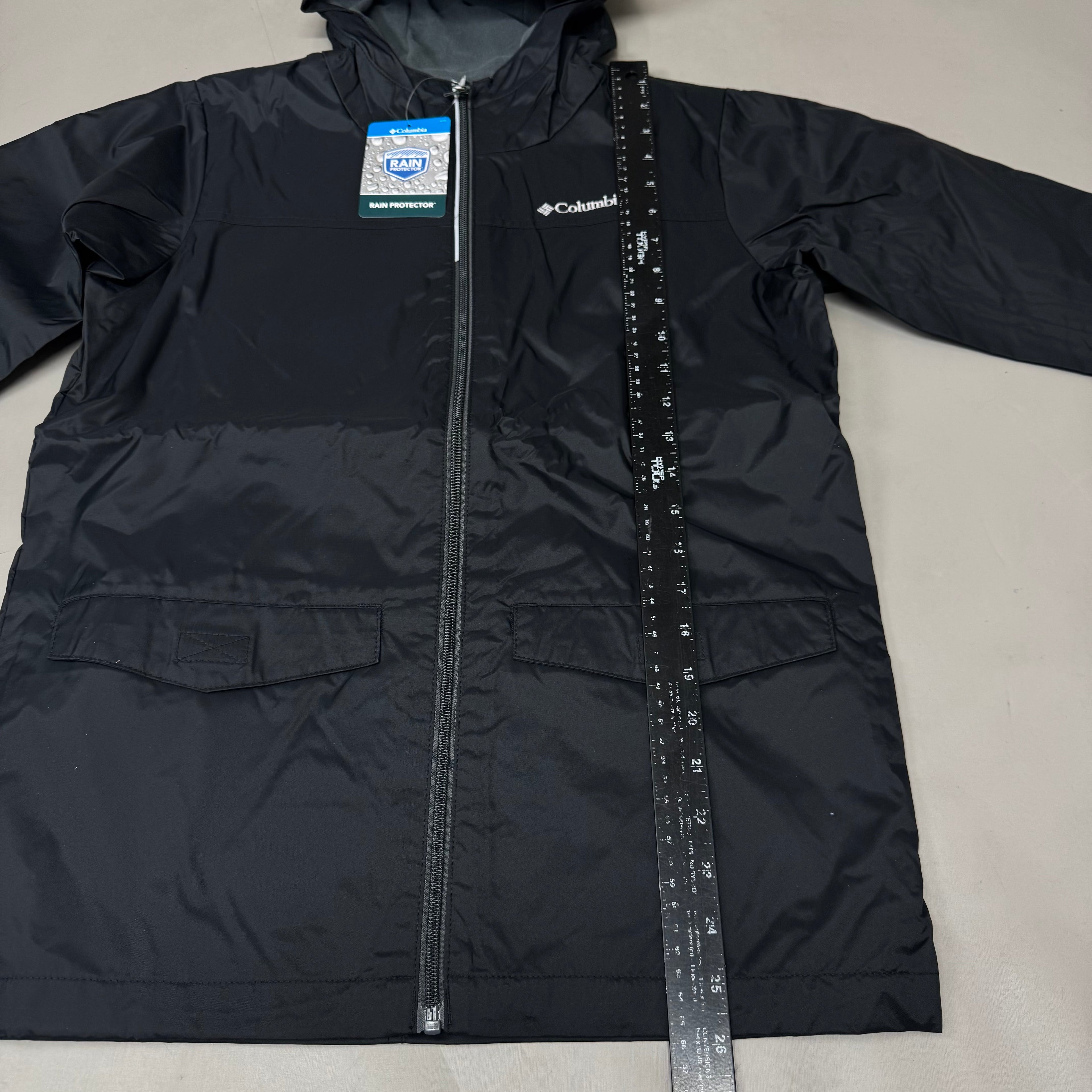 COLUMBIA Rain-Zilla Fleece Lined ZipUp Jacket Unisex Youth Sz L Black RB3418-015