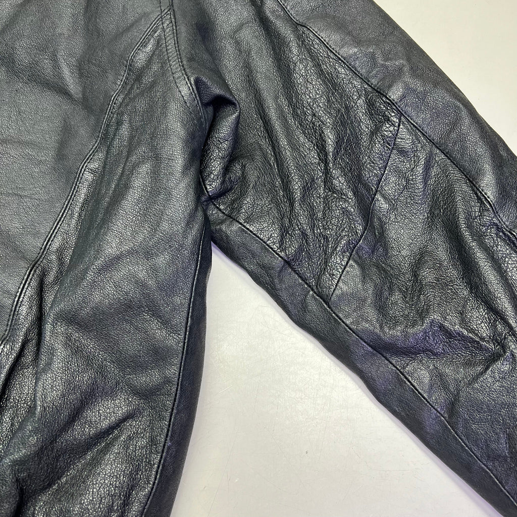 NEW ORDEDR Authentic Leather Jacket Full Zip Men's Sz L Black (Pre-Owned)