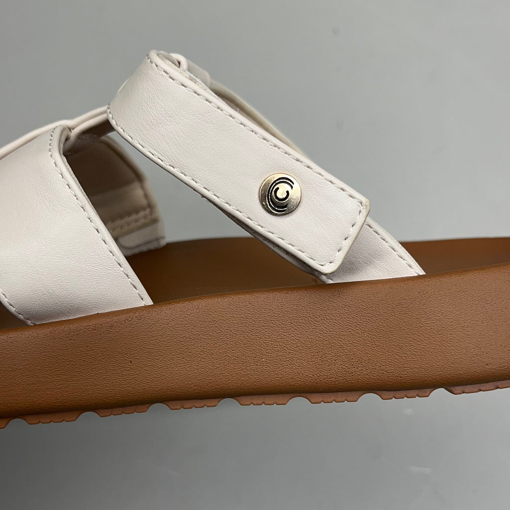 COBIAN Amalfi Synthetic Leather W/ Microfiber Lining Sandals Women's Sz 7, 37 EU Cream AMA25-110-7