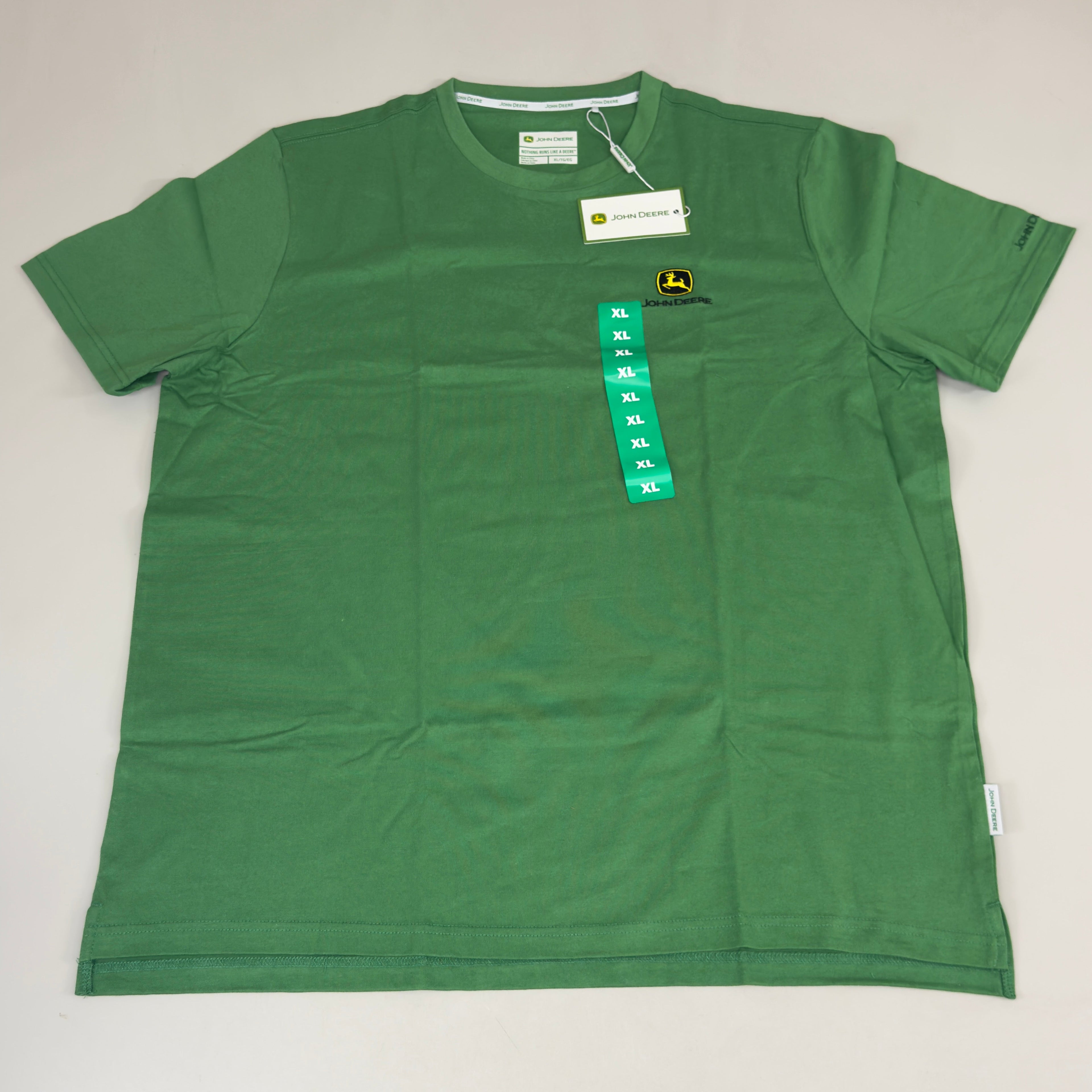 JOHN DEERE Embroidered Logo Short Sleeve Tee Shirt Men's Sz XL Green 1896842