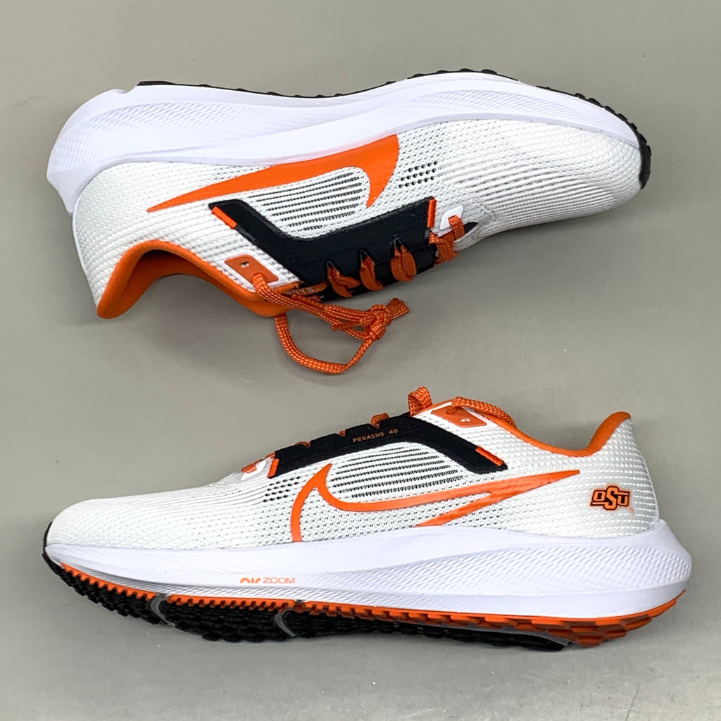 NIKE Zoom Pegasus 40 OK STATE White Shoes, Brilliant Orange & Black 11 W 9.5 M DZ5973-100