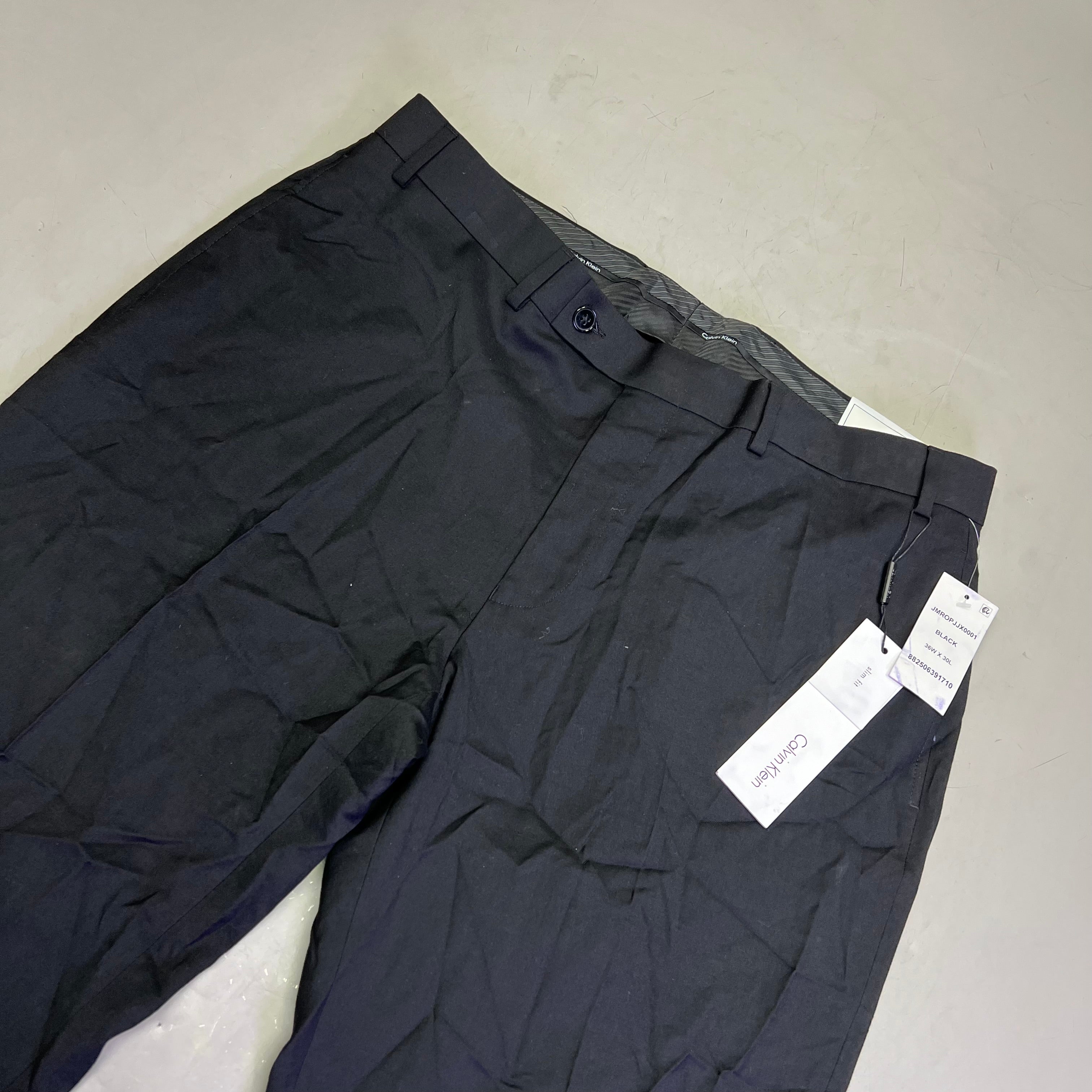 CALVIN KLEIN Slim Fit Slack Dress Pants Men's Sz 36W X 30L Black JMROPJJX0001