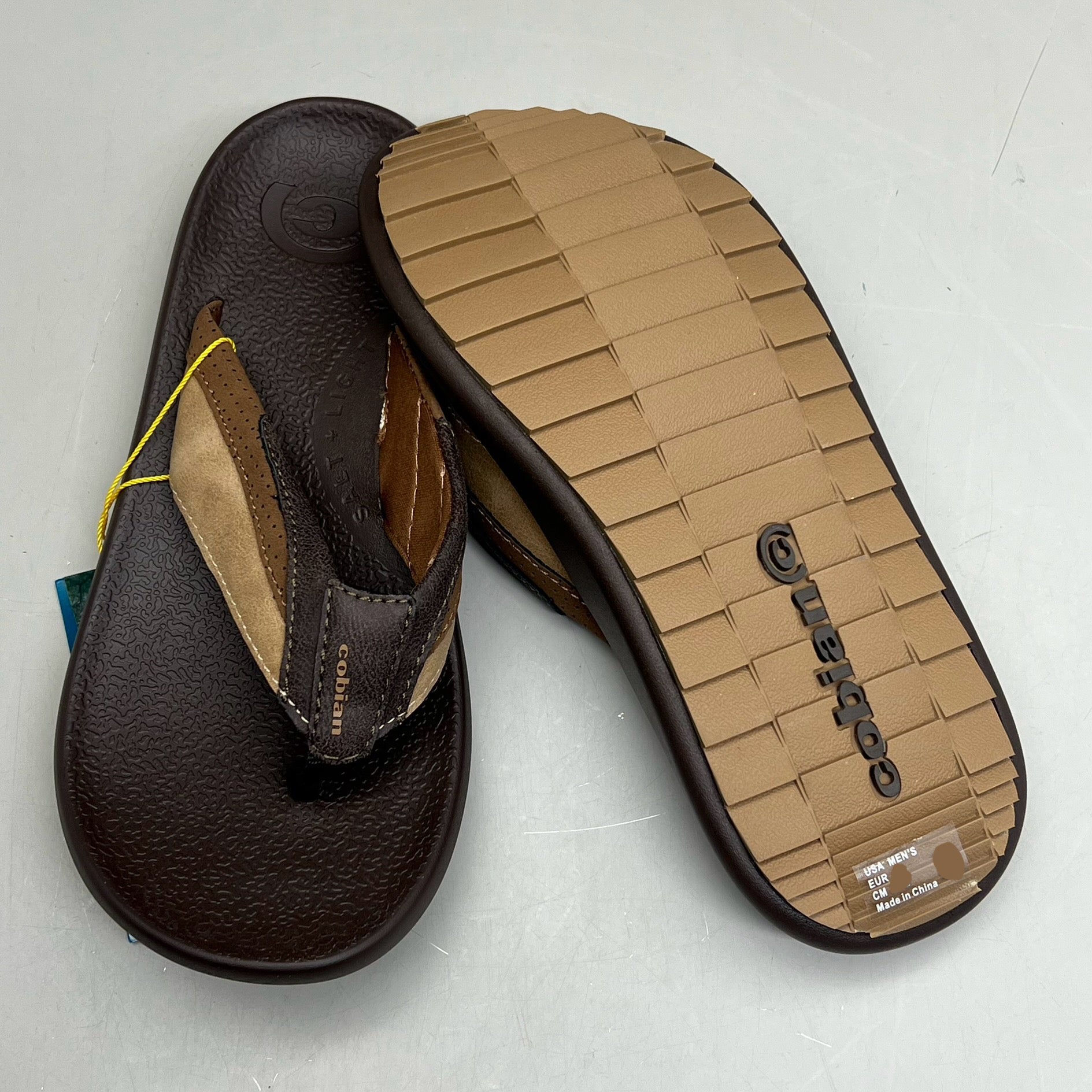 COBIAN Compass Synthetic Leather Strap Sandals Men's Sz 10, EU 43 Chocolate COM25-201-10