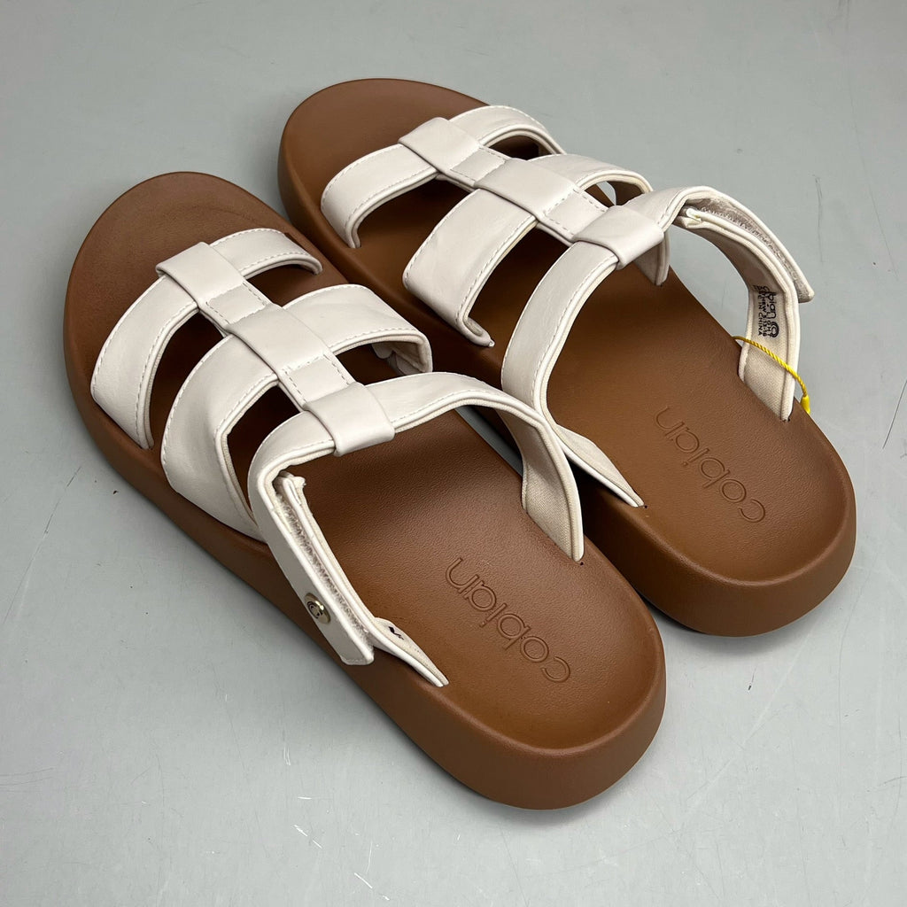 COBIAN Amalfi Synthetic Leather W/ Microfiber Lining Sandals Women's Sz 8, 38.5 EU Cream AMA25-110-8