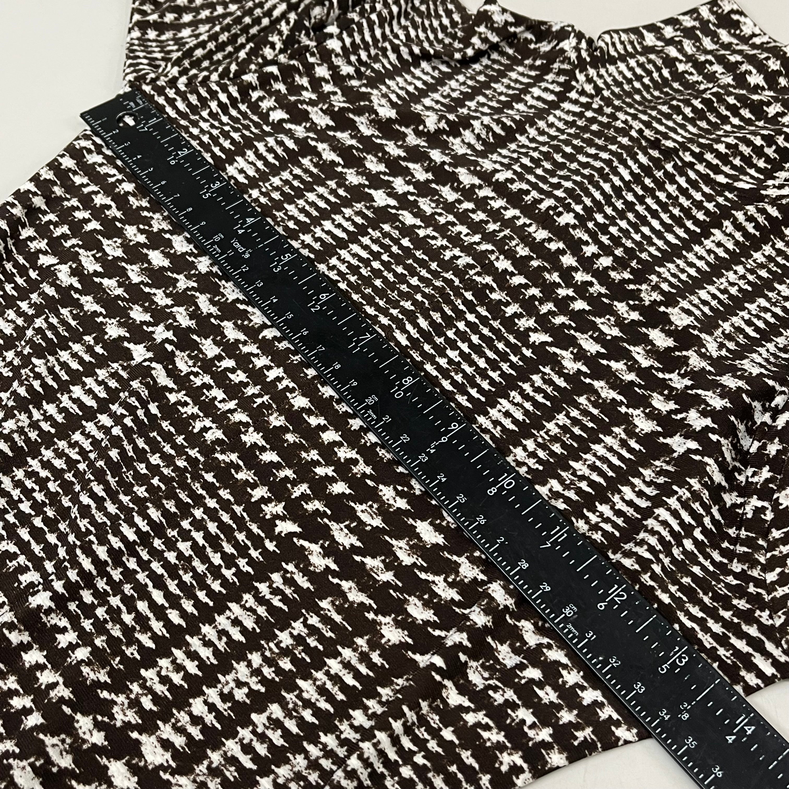 NORMA KAMALI Sleeve Open Back Catsuit Footsie Women's Sz XXS/32 Chocolate Plaid