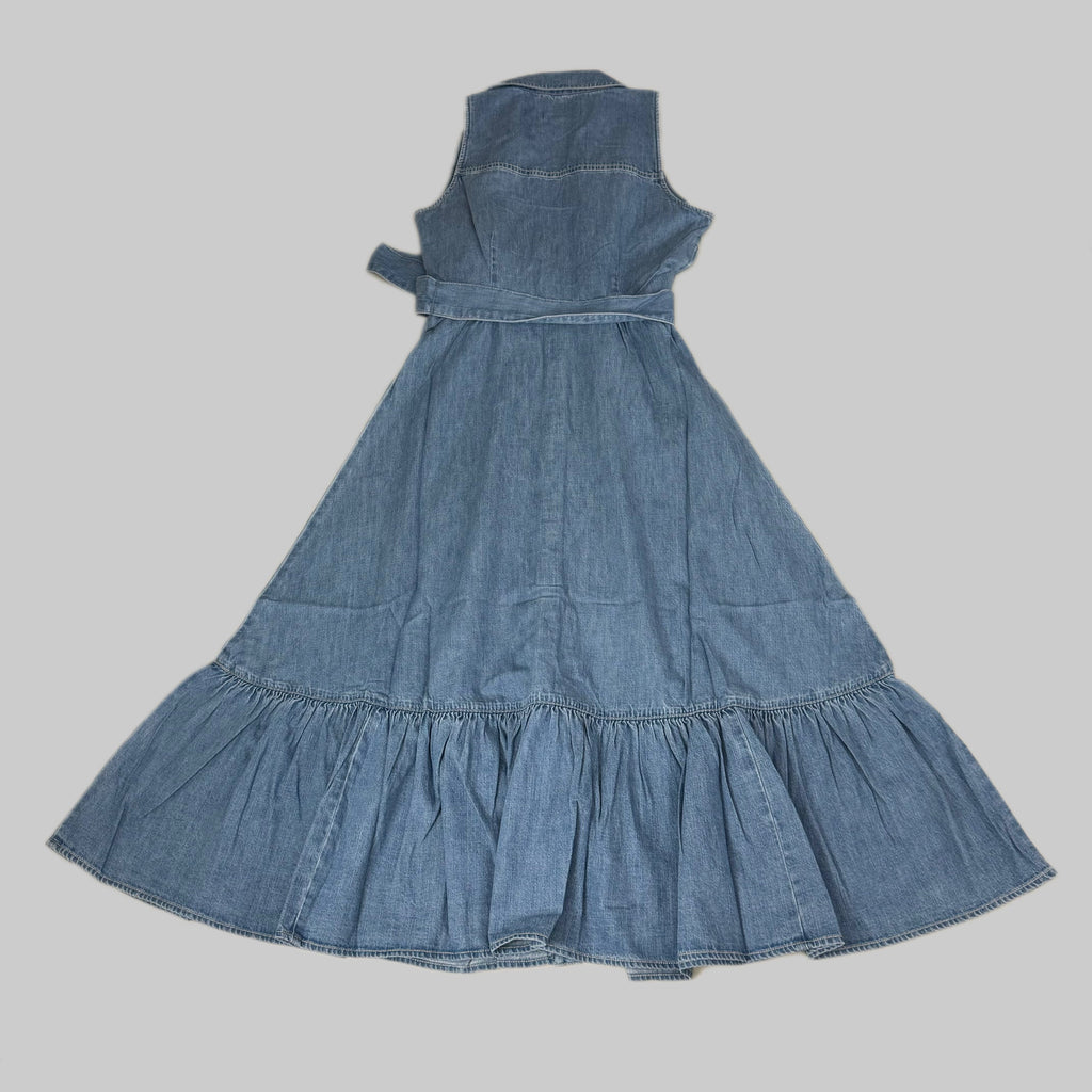 VERONICA BEARD Jeans Edwina Sleeveless Midi Dress Sz-6 Iceberg J24067101287IC