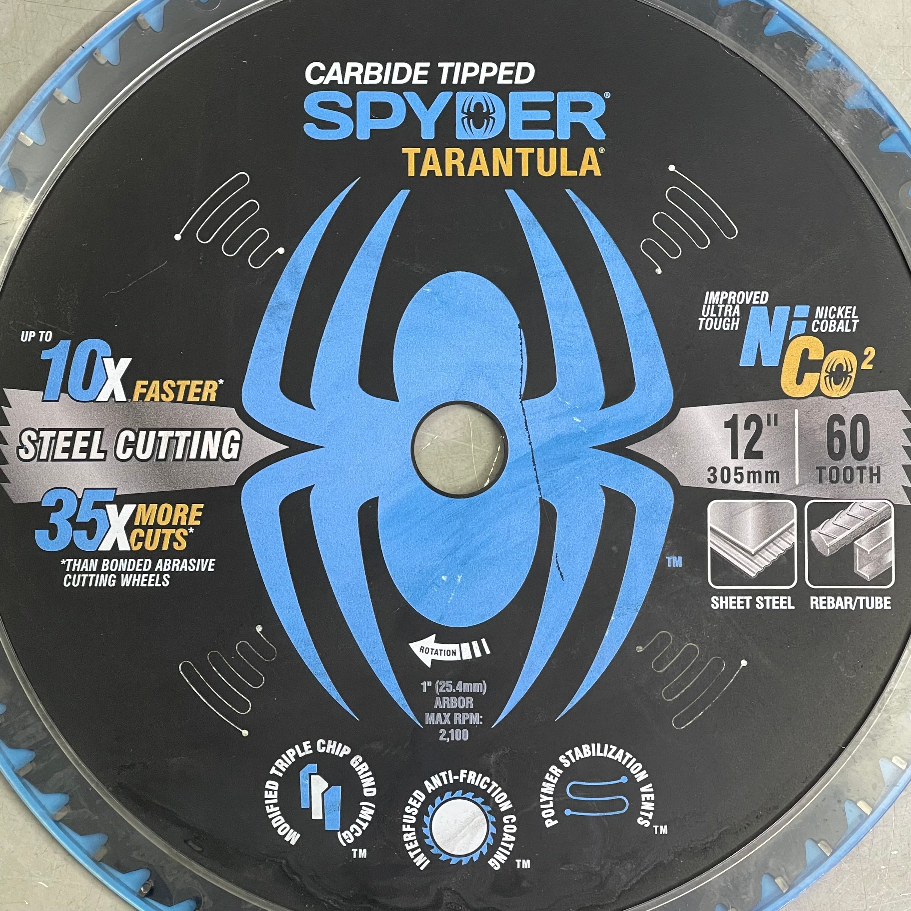 SPYDER Tarantula Steel Cutting Circular Saw Blade 60-Tooth, 12" Black 13505