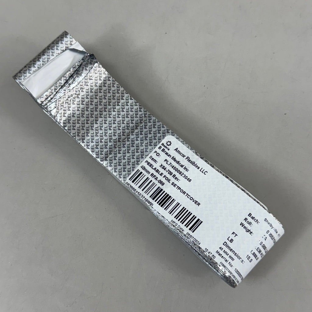 Peelable Foil Set Port Cover 40mm Roll – 10LB (1888FT) Amcor Flexibles