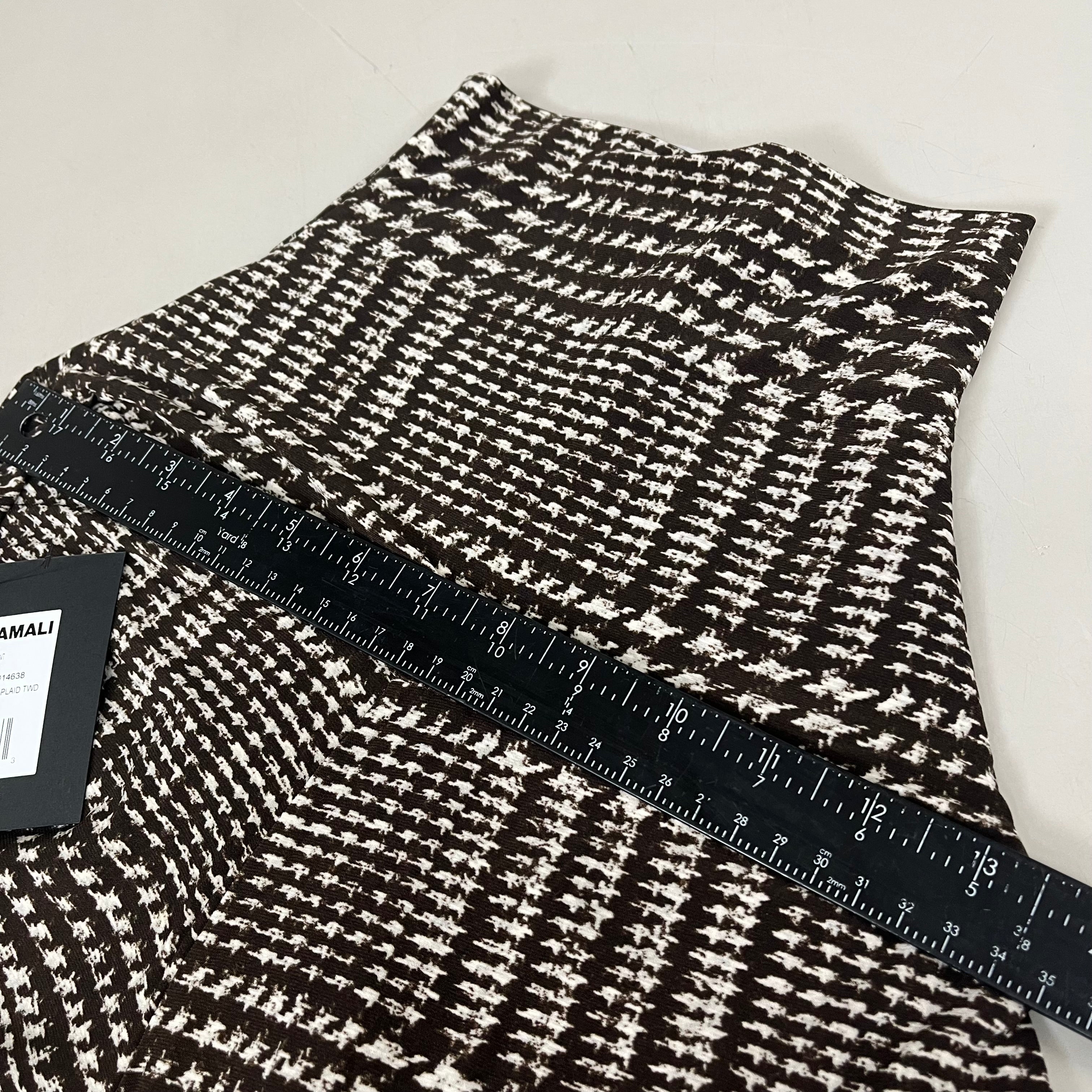 NORMA KAMALI High Waist Pleat Pant Women's Sz XS/29 Chocolate Glenn Plaid Tweed