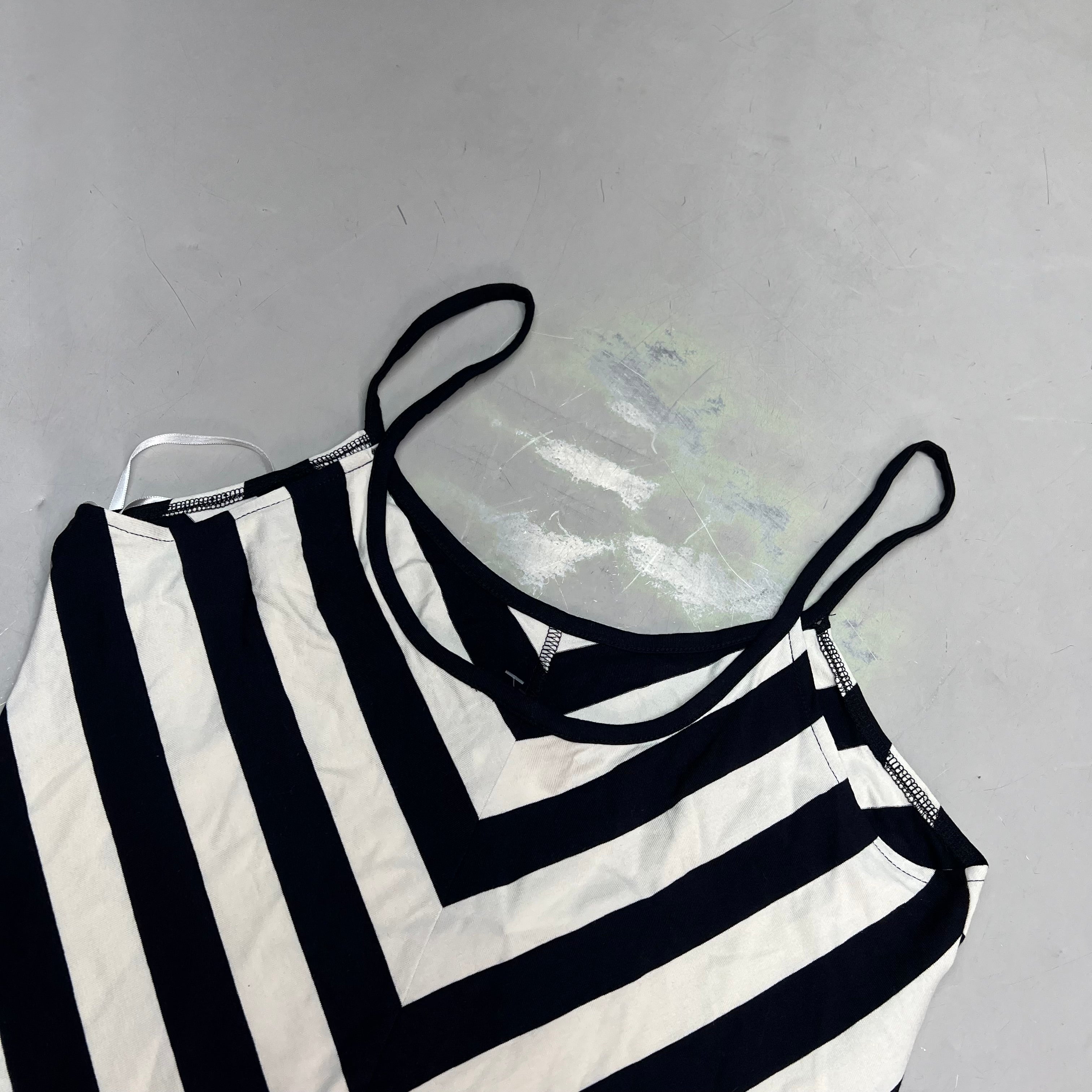 ANNE TAYLOR Knee Length Soft Tank Dress  Women's Sz M Navy Blue/White 17787512