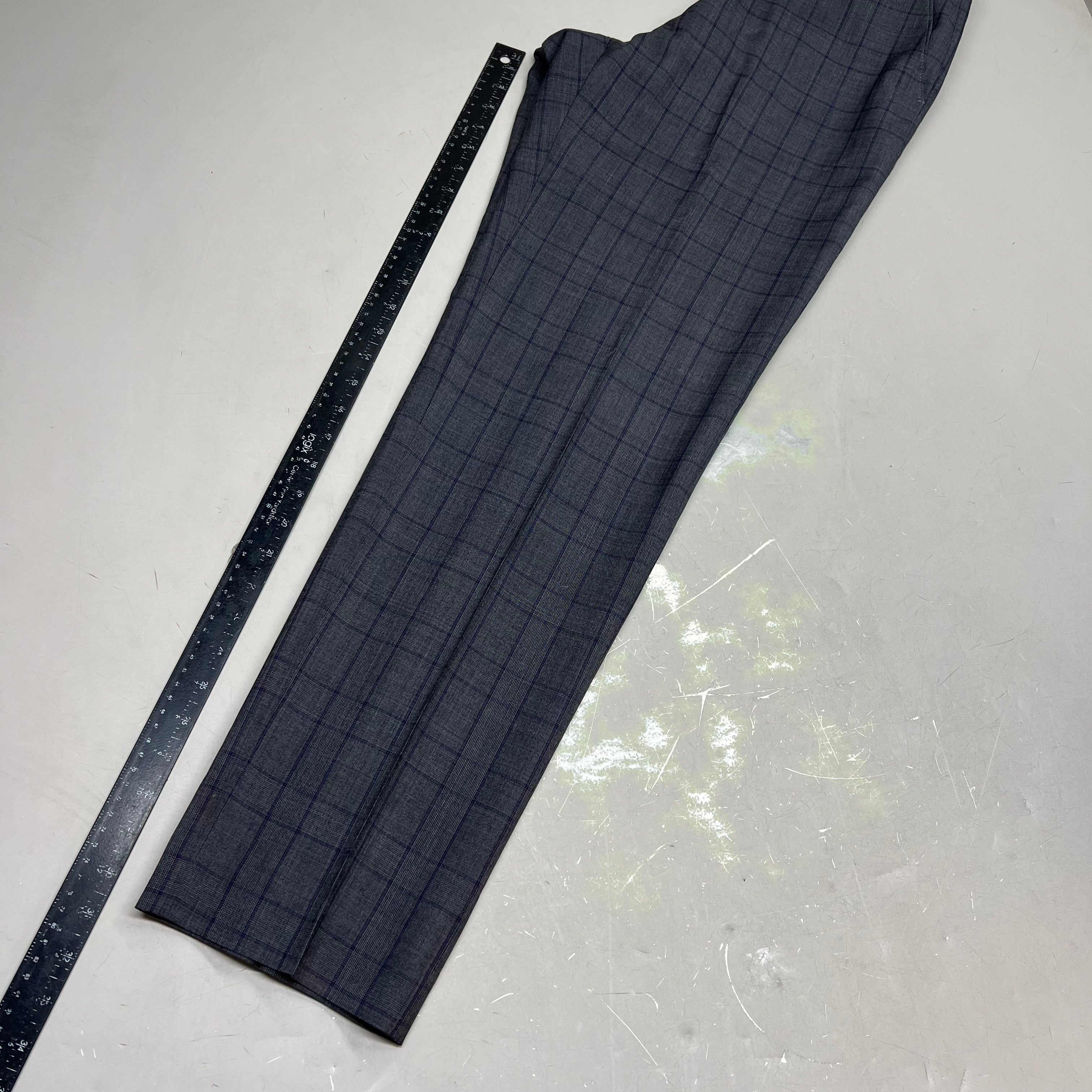 RALPH LAUREN  70% Wool Hand Tailored Suit Set Men's Sz 42 L Grey Purple Plaid (Pre-Owned)