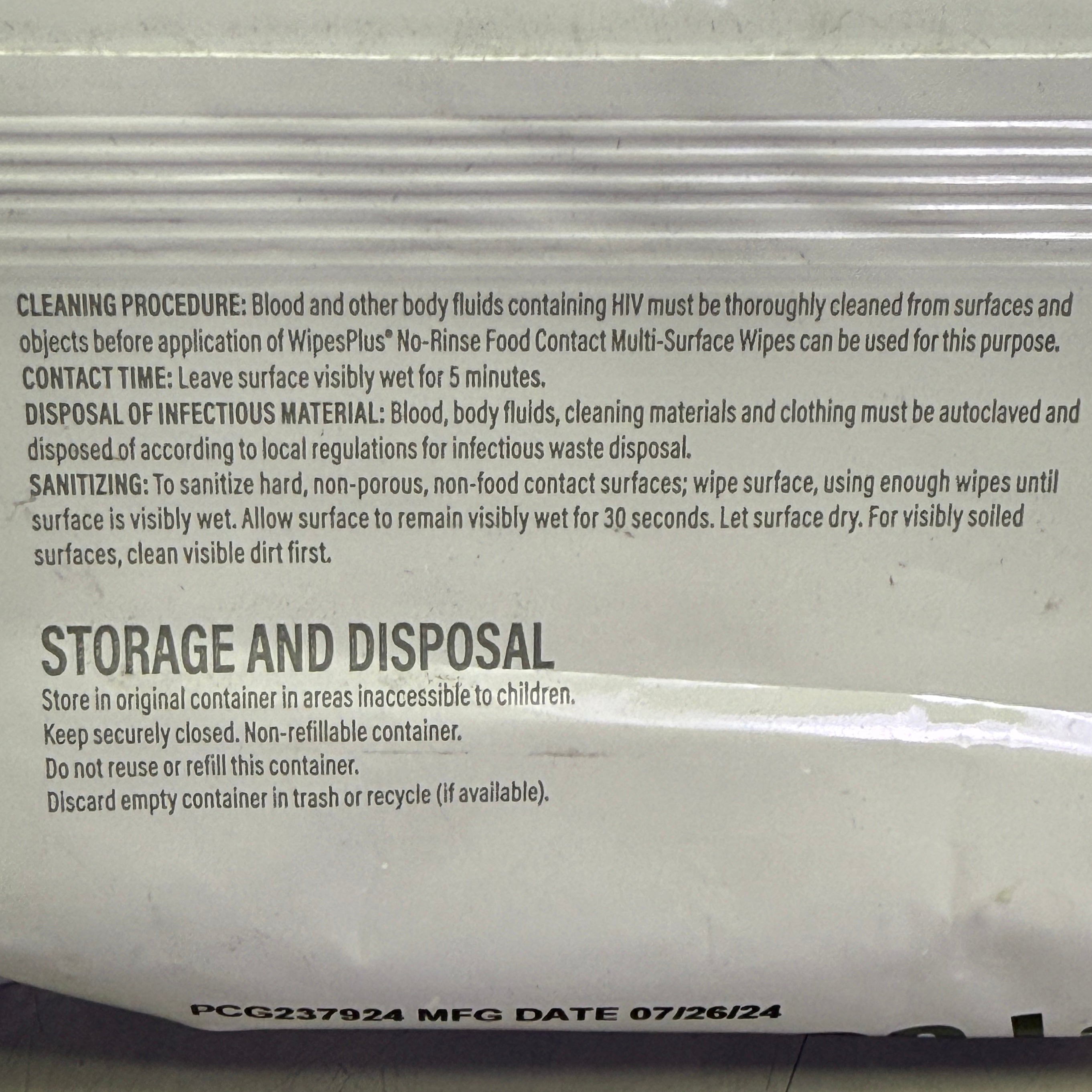 ZA@ WipesPlus No-Rinse Contact Surface Wipes 6 Pack (80 Each, 480 Total) 37608