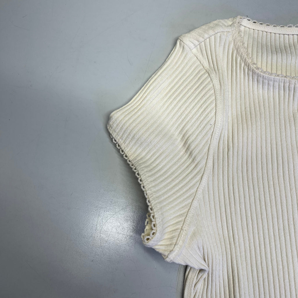 FREE PEOPLE Ribbed Cap Sleeve Most Wanted Cardi Women's Sz M Ivory 92736032