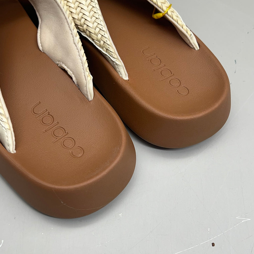 COBIAN Palmilla Braided Synthetic Leather Strap Women's Sz 8 EU 38.5 Cream PAL25-110-8
