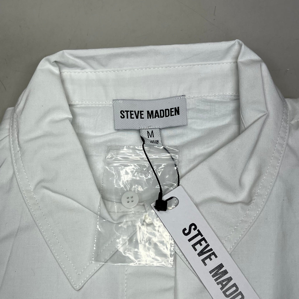 STEVE MADDEN Fit & Flare Shirt Dress Long Sleeve Button Cuff Women's Sz M Cloud