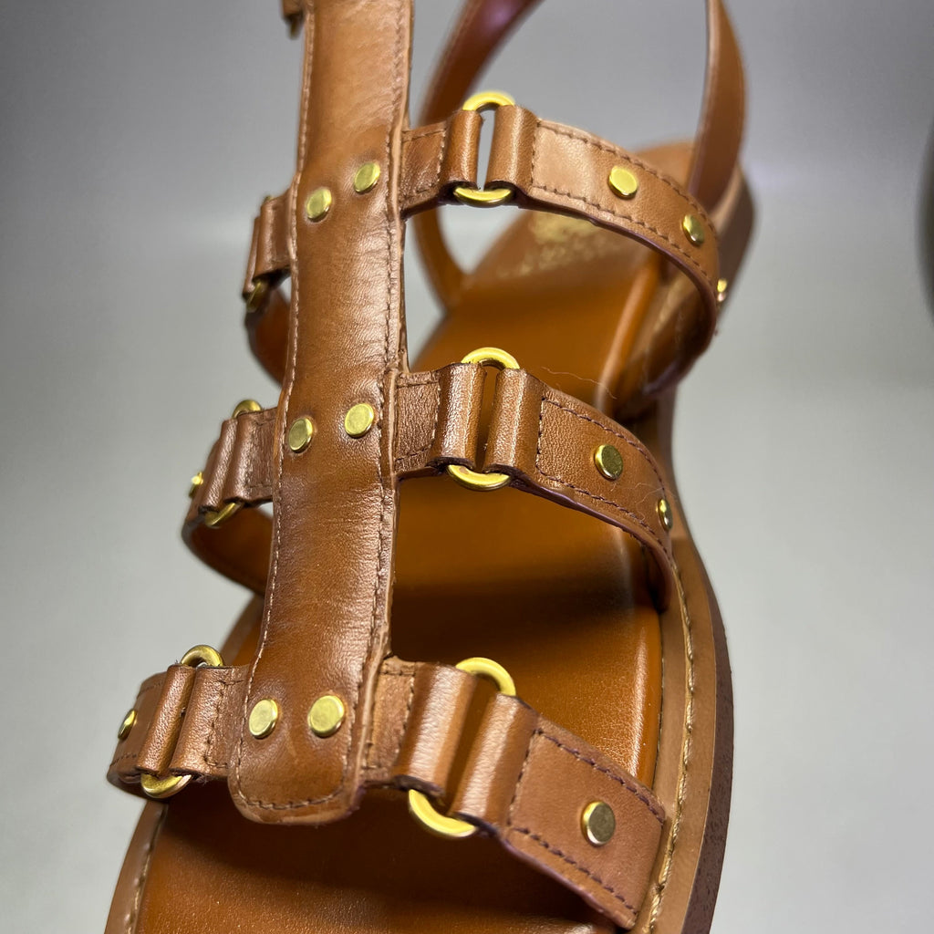 VINCE CAMUTO Leather Studded Gladiator Sandals Women's Sz 7M Caramelo VC-Claira