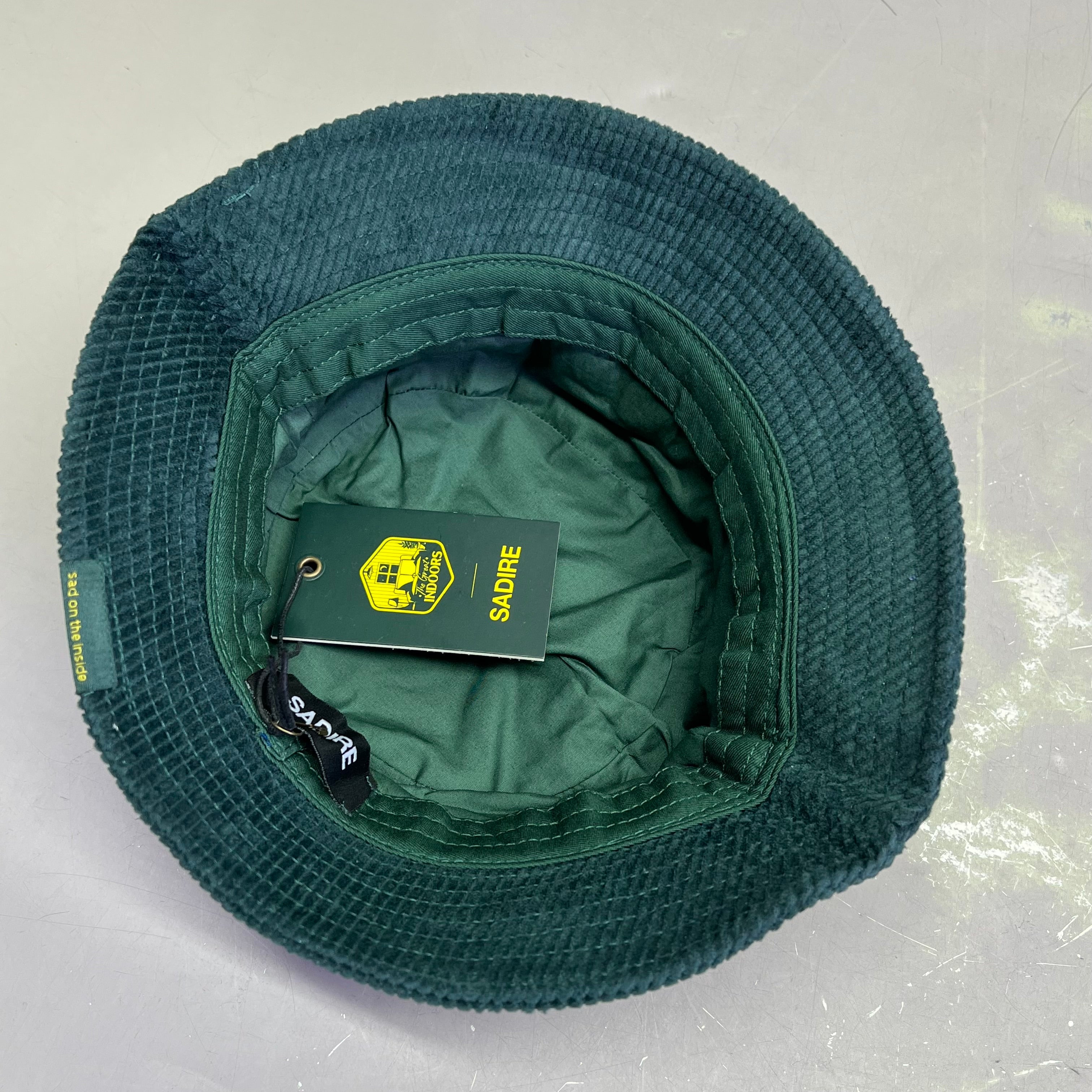SADIRE Great Indoors Bucket Hat Embroidered Corduroy  Unisex Sz S Green