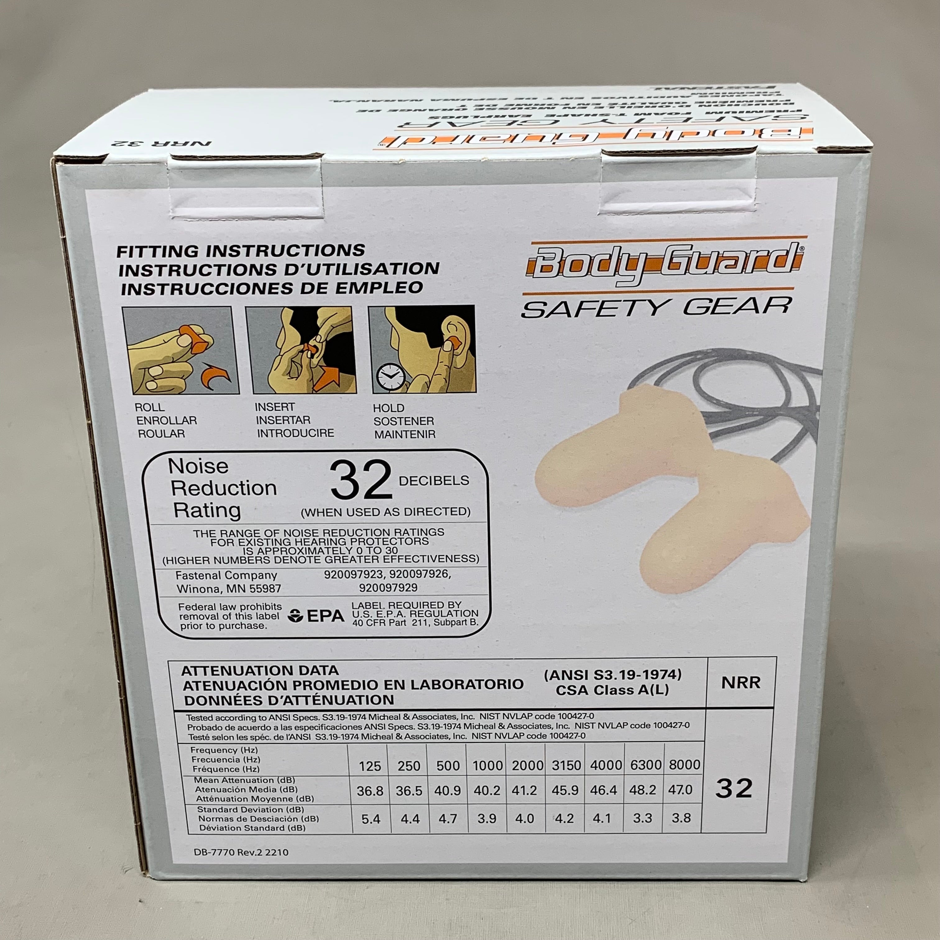 BODY GUARD (100 PACK) Safety Gear Bullet Ear Plugs Noise Reduction Orange NRR 32