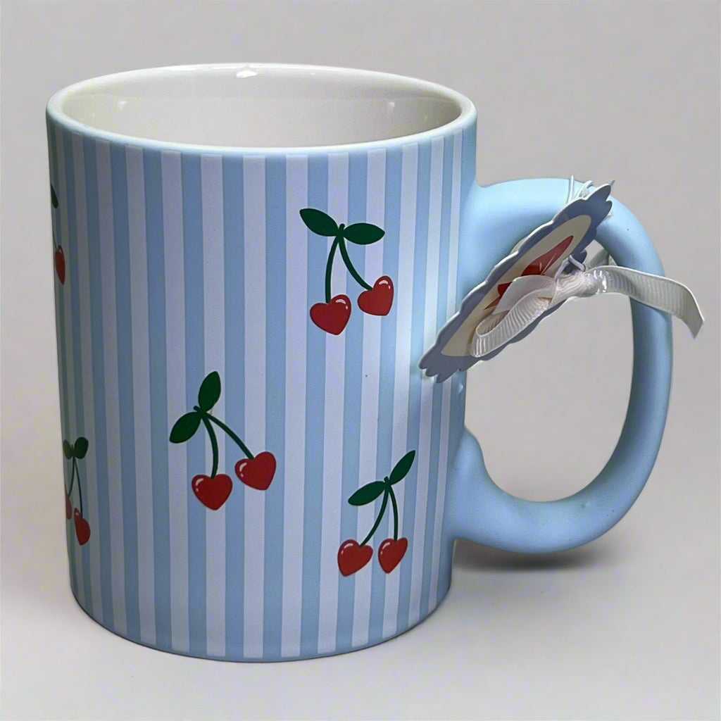 ECCOLO LTD (4 Pcs) Mugs With Fruit Design Sz 4.5" H x 3.5" D Blue MU165K