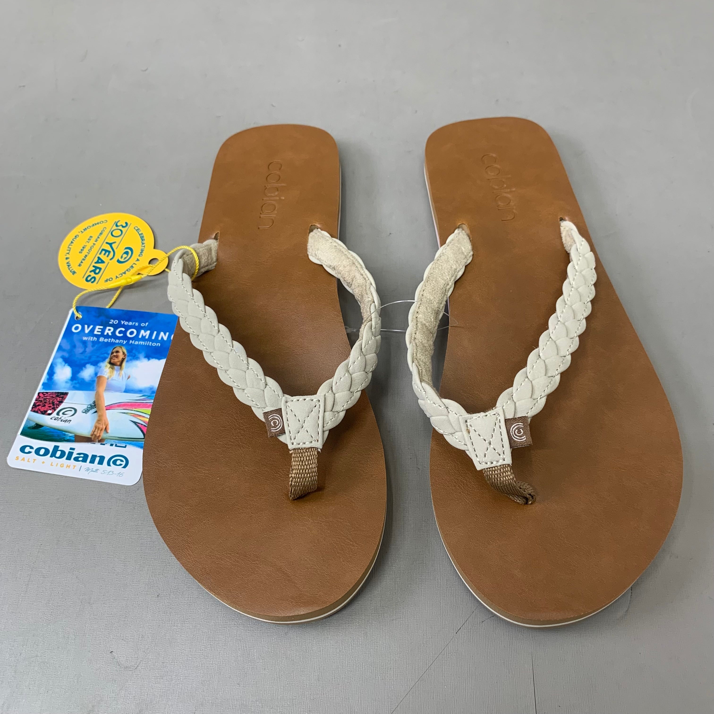 COBIAN Braided Pacifica Sandals Women's SZ 9, EU 39.5 Cream BBP23-110-9