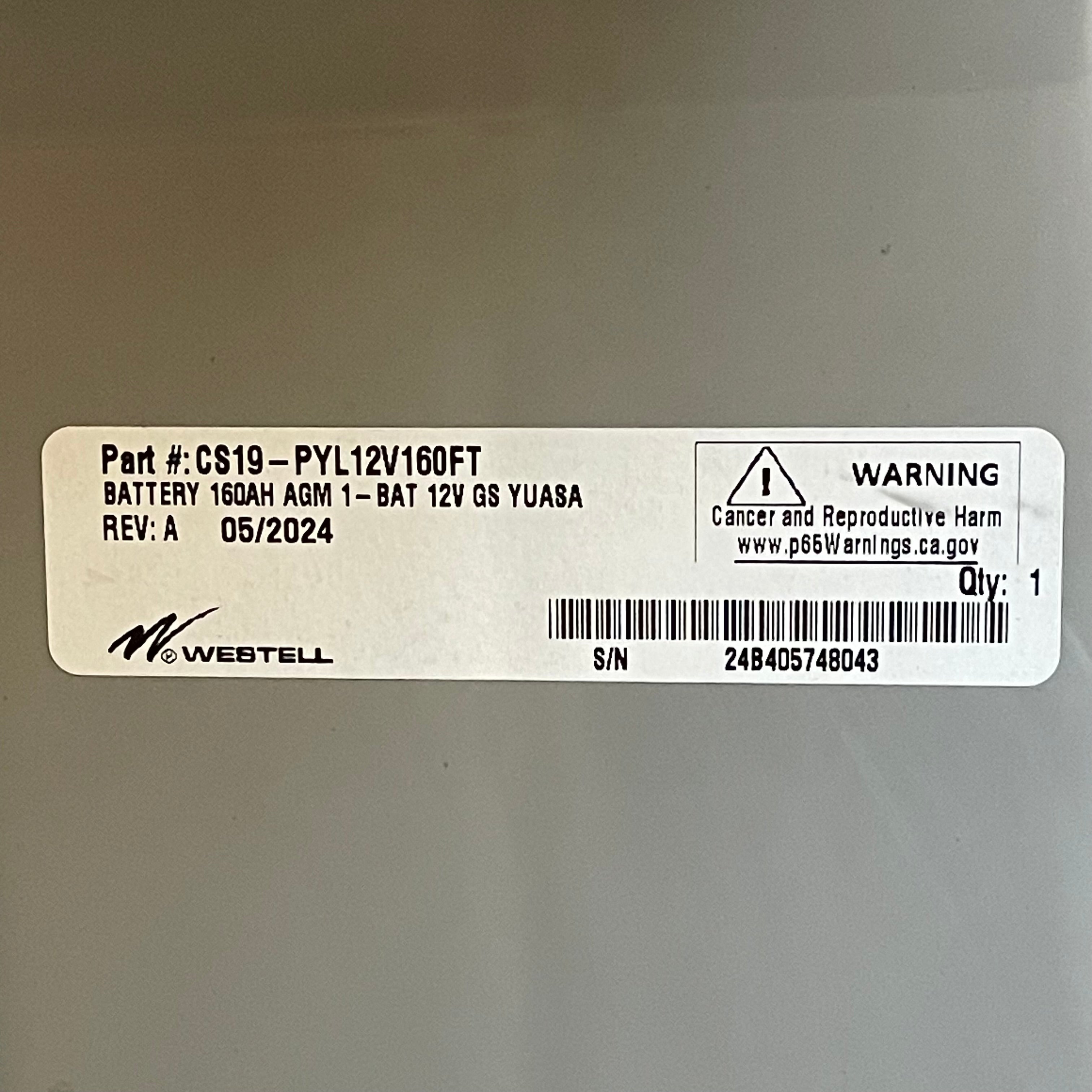WESTELL Portalac Battery with HT X Alloy 8-hour Grey CS19-PYL12V160FT