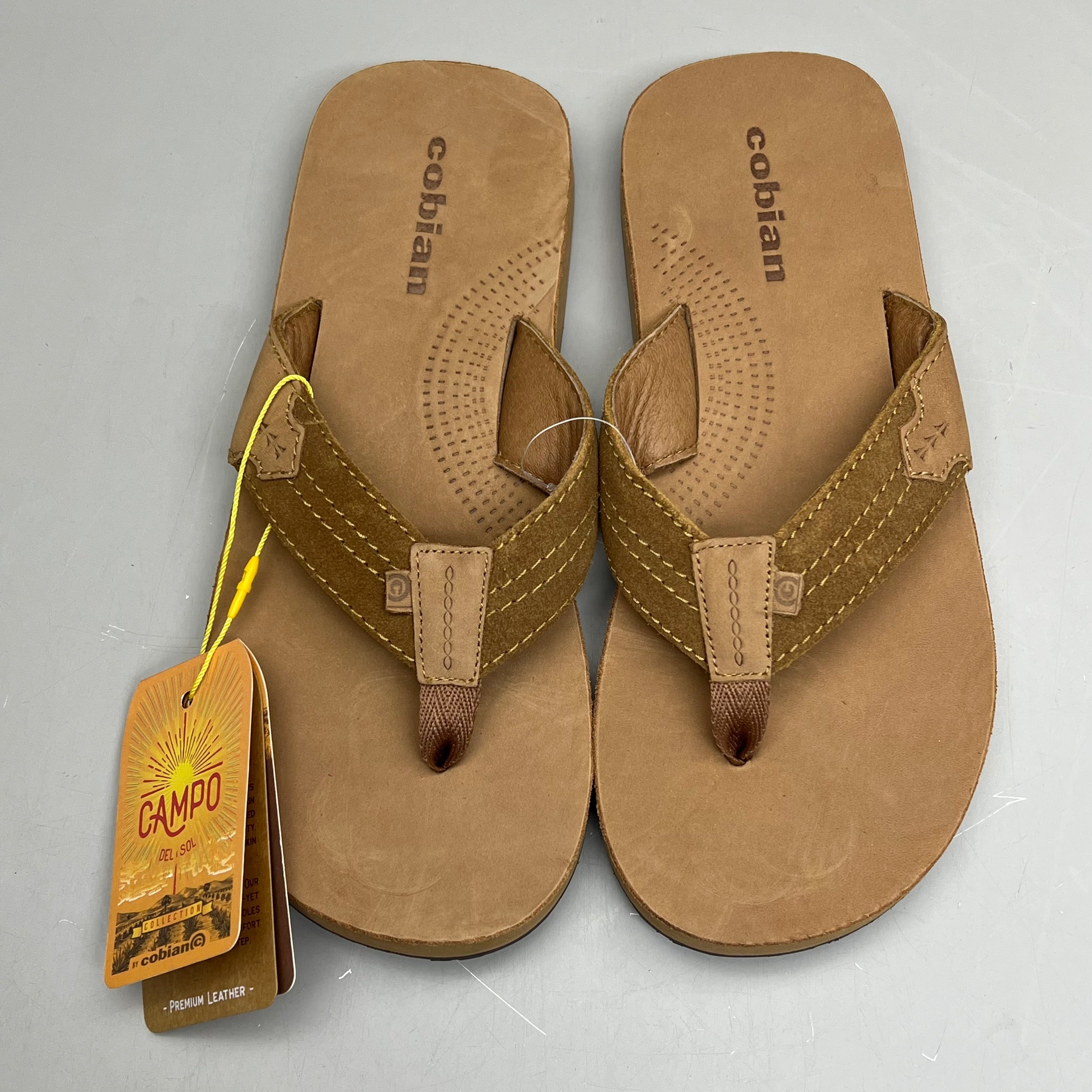 COBIAN Lazo Premium Leather Sandals Men's Sz 9 EU 41.5 Tan LZO-24-230-9