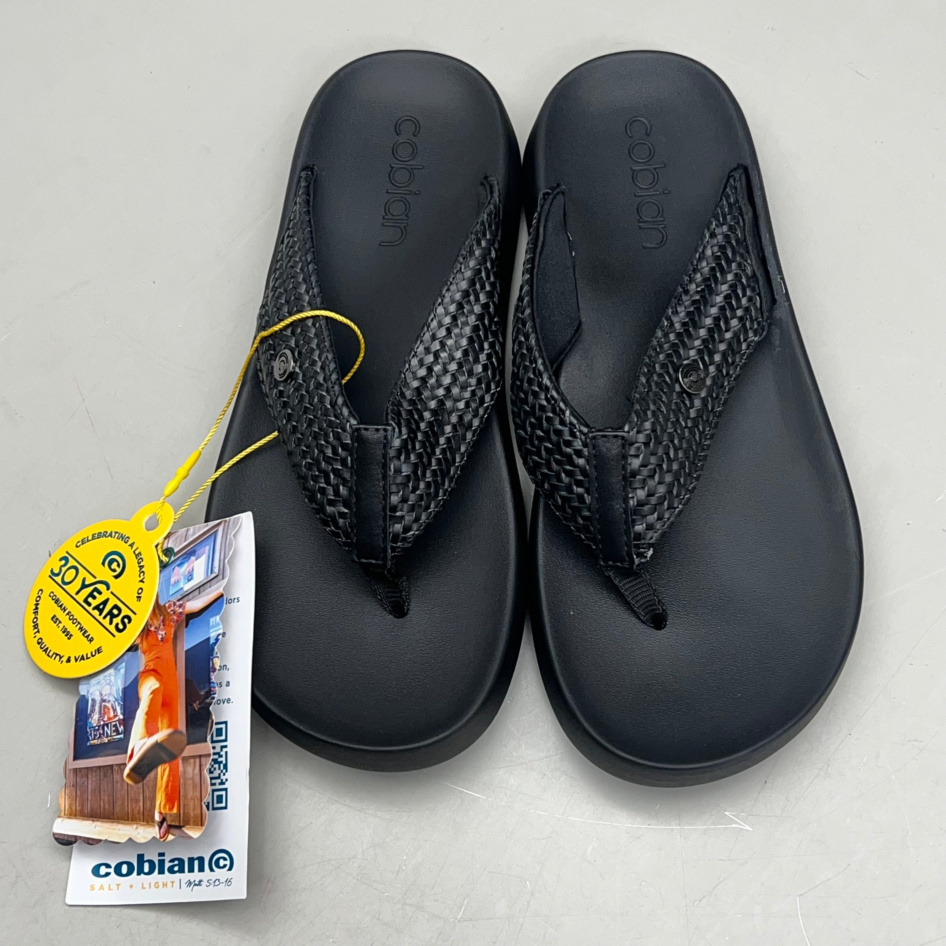 COBIAN Palmilla Braided Synthetic Leather Strap Sandals Women's Sz 9 EU 39.5 Black PAL25-001-09