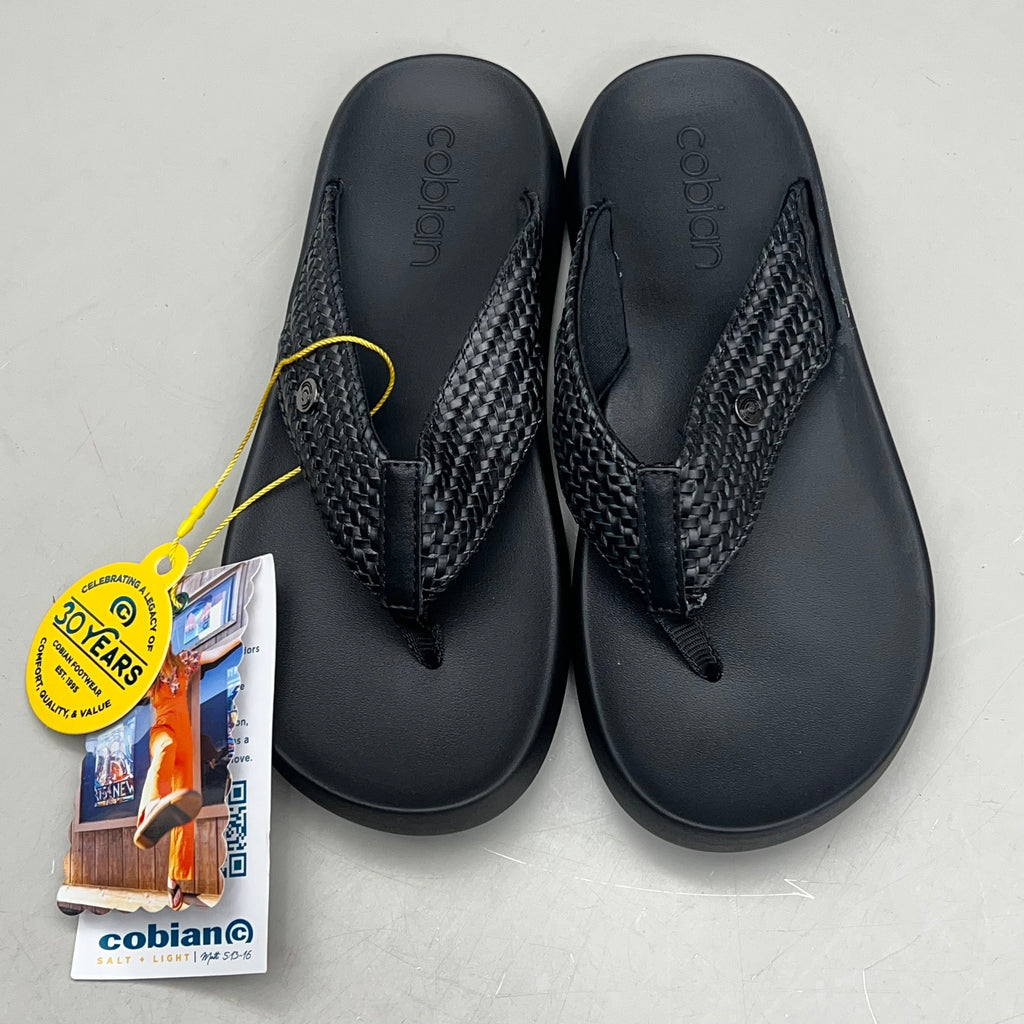 COBIAN Palmilla Braided Synthetic Leather Strap Sandals Women's Sz 6 EU 35.5 Black PAL25-001-06