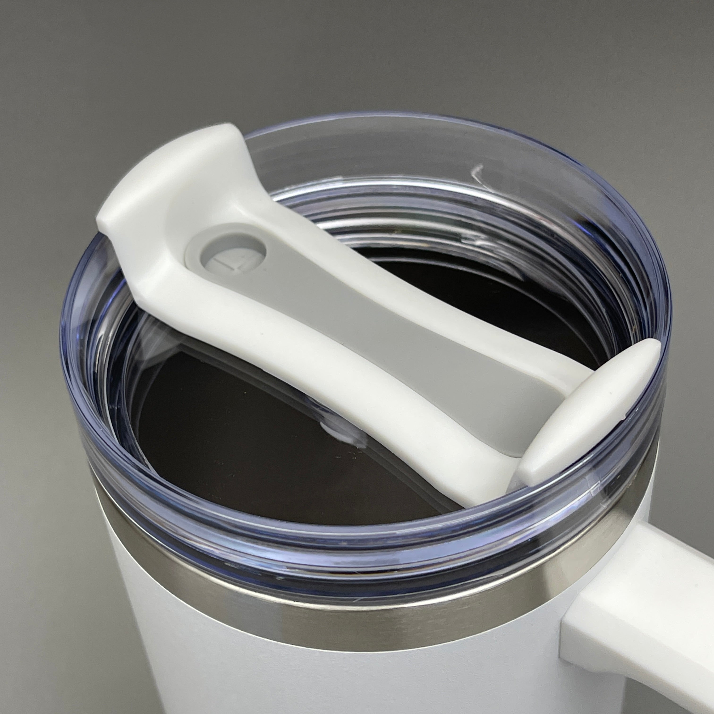 TUMBLER (2 PACK) Insulated Stainless Steel Travel Mug w/ Lid Handle Straw 40 oz White