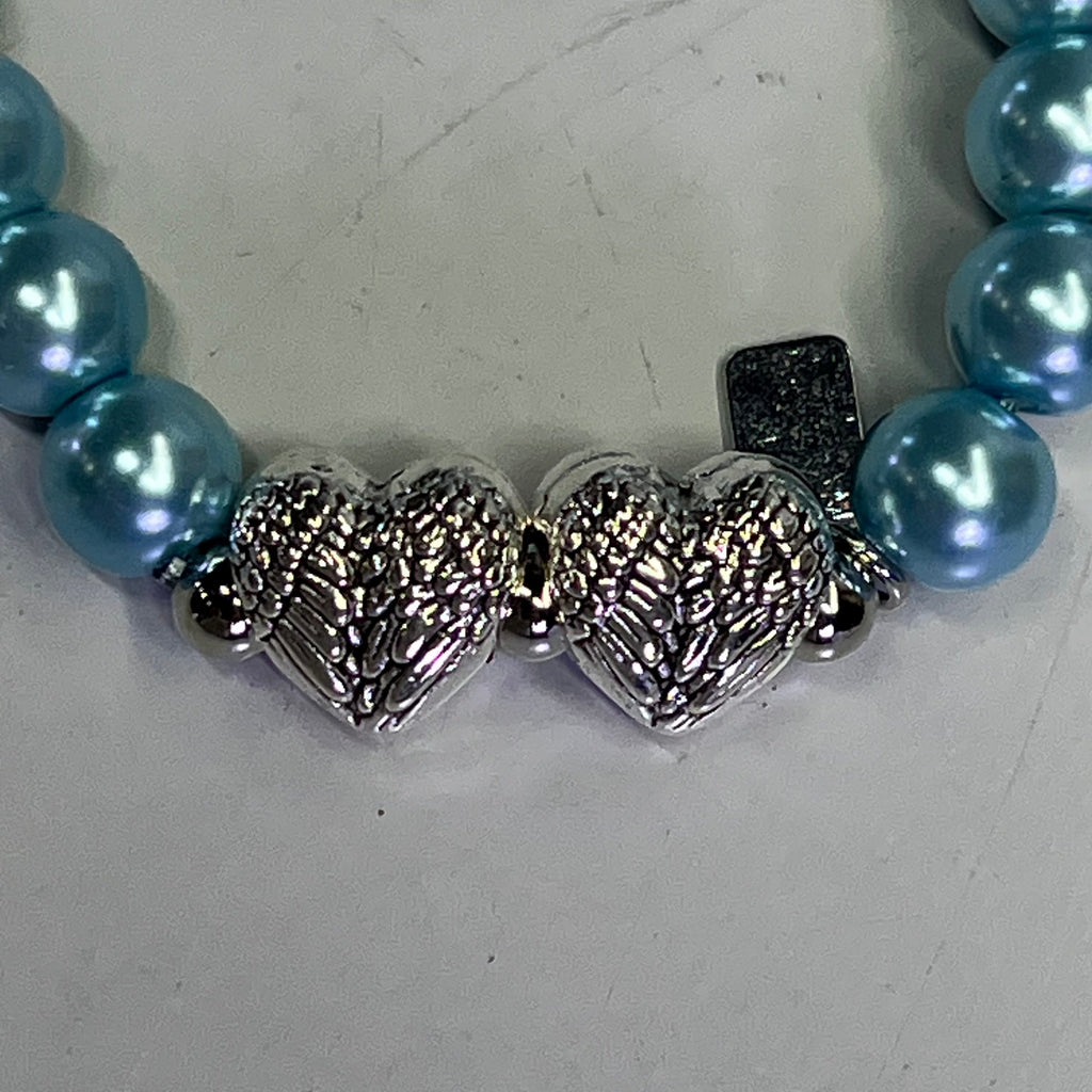 VALERIE PARR HILL Angel Wing Heart & Pearl Friendship Bracelets Average Blue