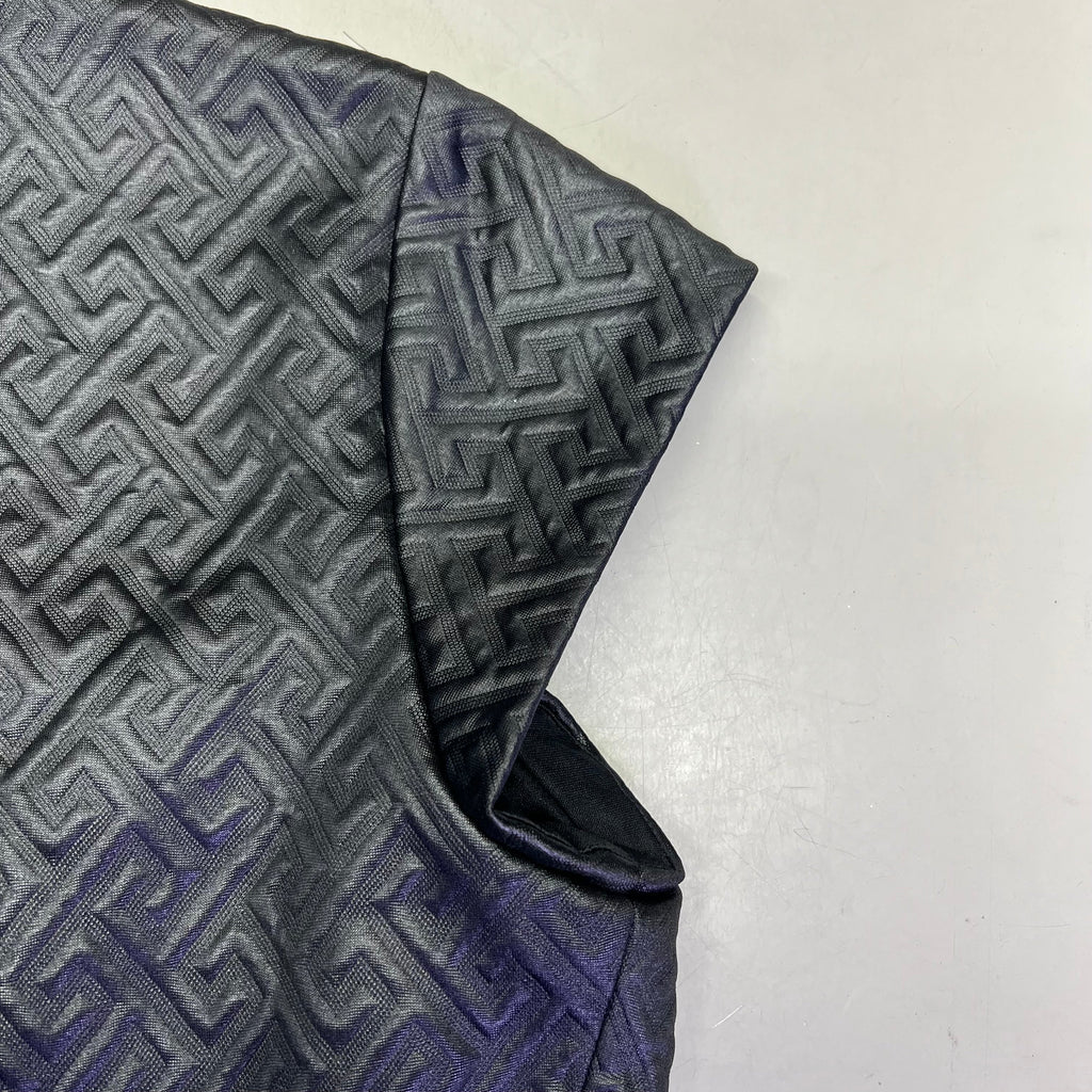 NATORI Textured Quilted Vest Maze Short Sleeve Cardigan Women's Sz XL Black