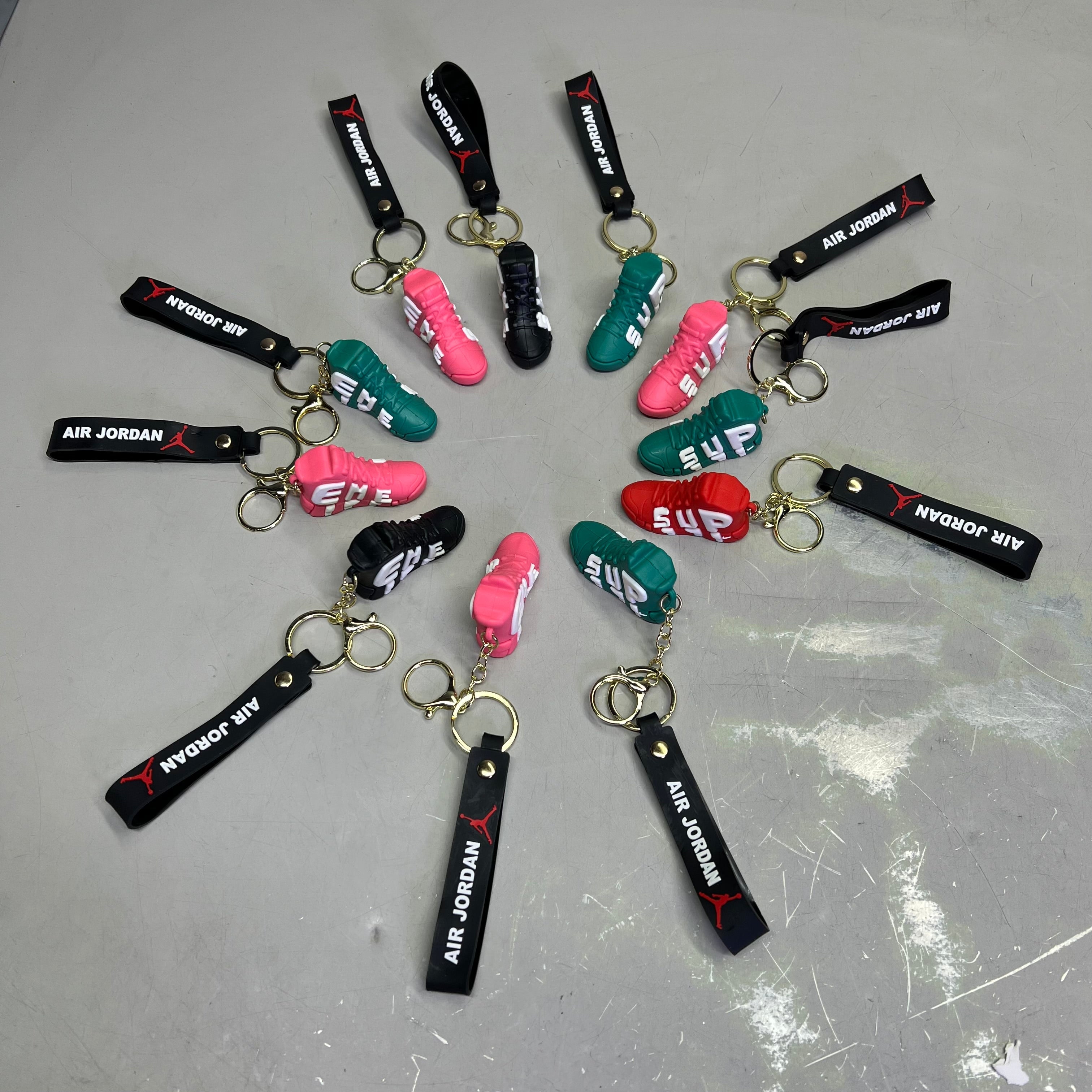 AIR JORDAN (12 PACK) Shoe Keychains w/ Wrist Band Assorted Colors